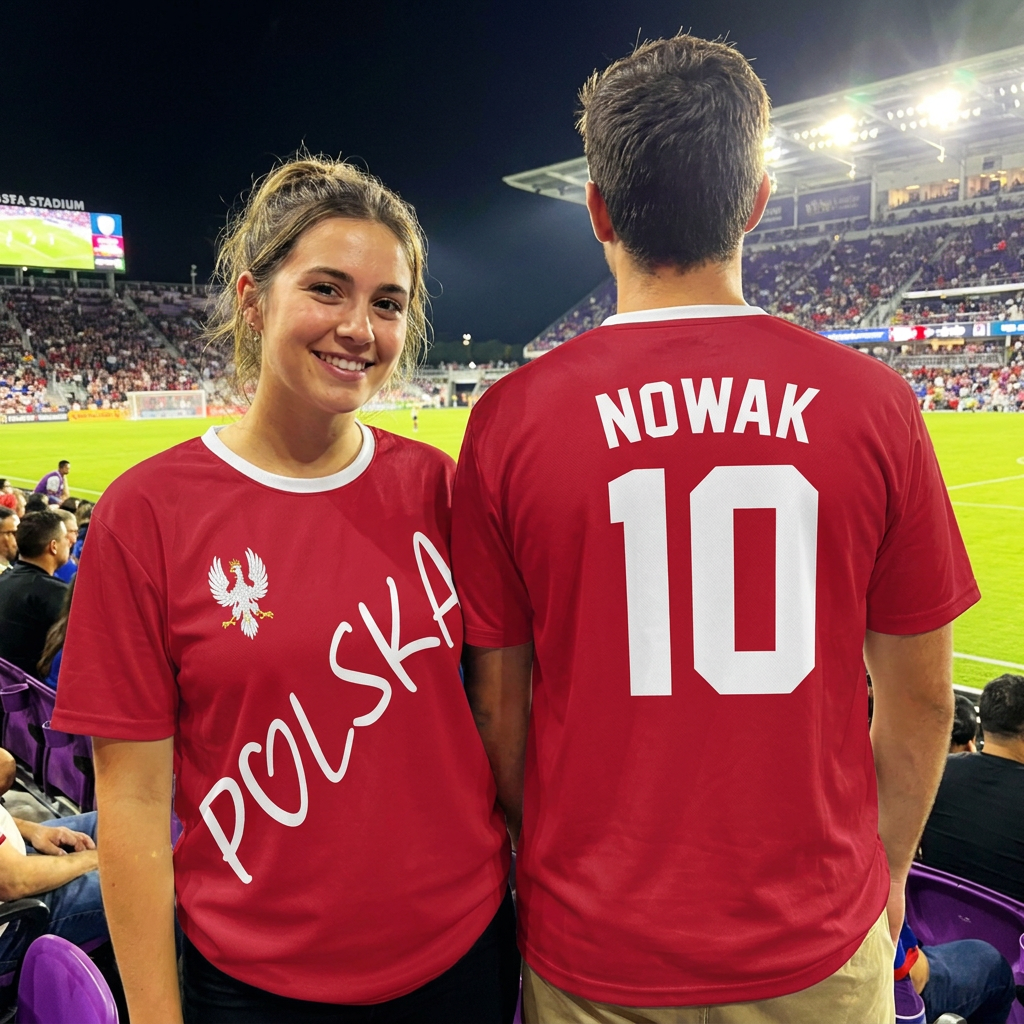 Custom Poland Soccer Jersey Polish Fan Polska Vintage Script - Personalized Name Number