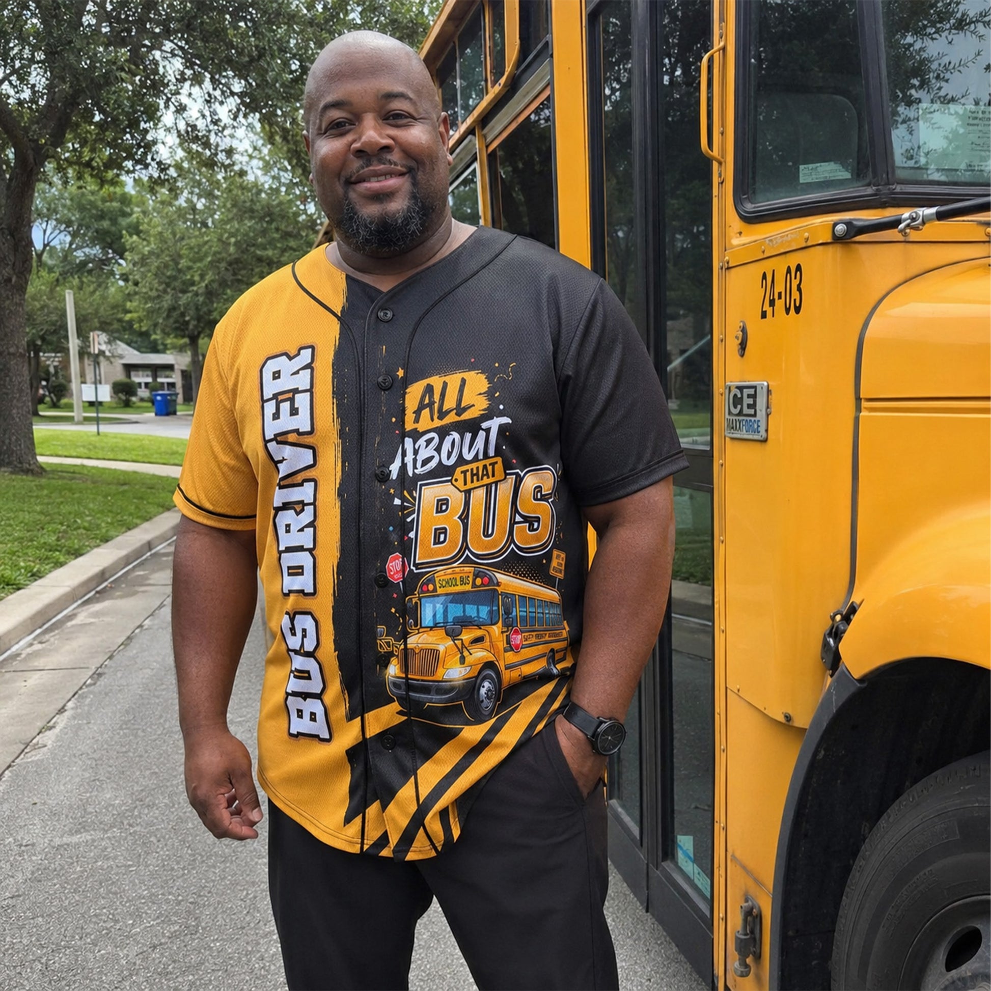 Custom School Bus Baseball Jersey Field Trip - Personalized Name Number