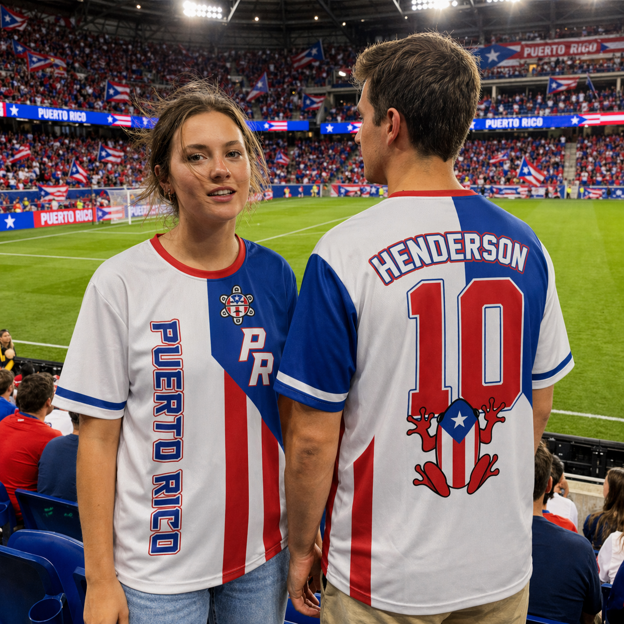 Custom Puerto Rico Soccer Jersey Puerto Rican Fan Classic Script – Personalized Name Number