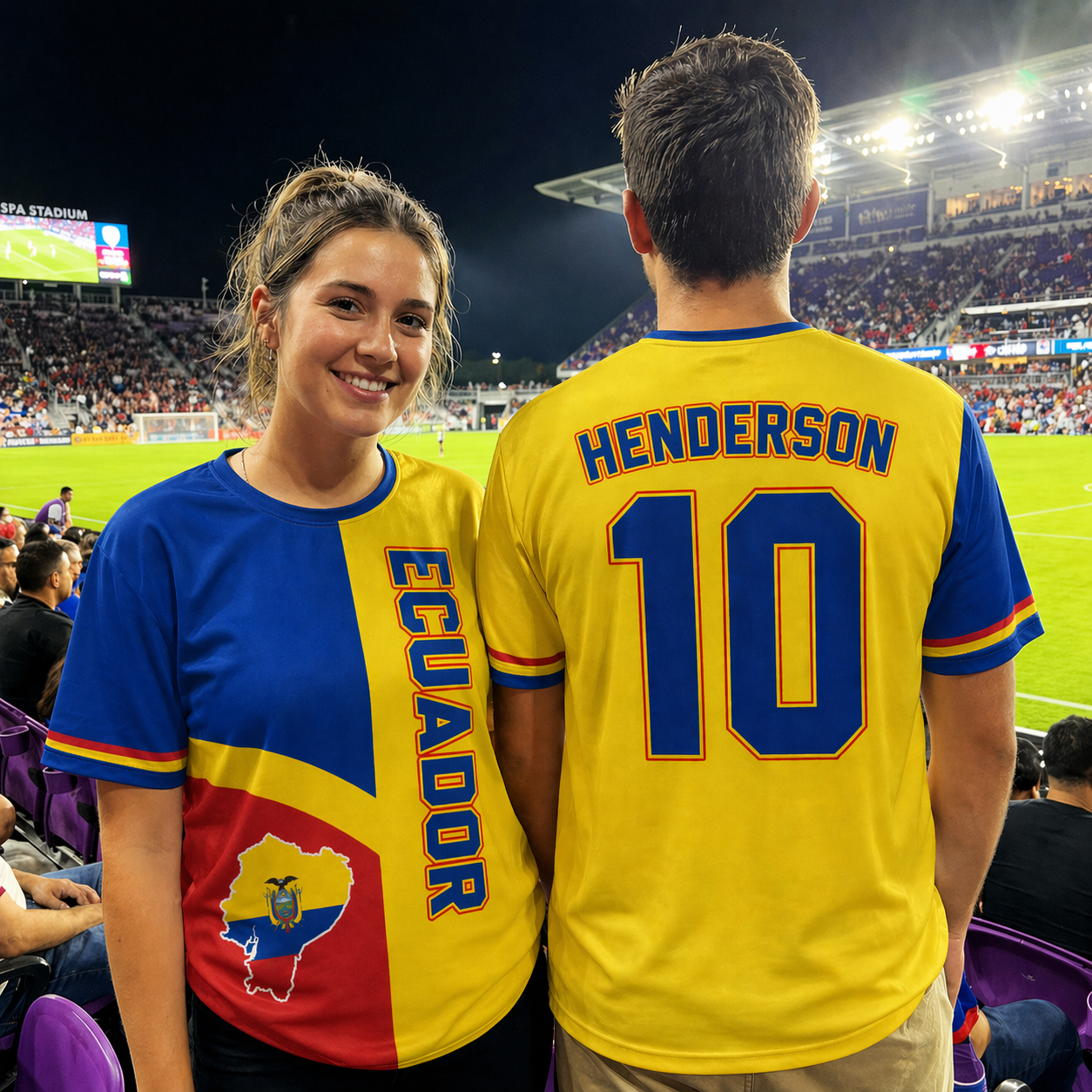 Custom Ecuador Soccer Jersey Ecuadorian Fan Script Outline - Personalized Name Number
