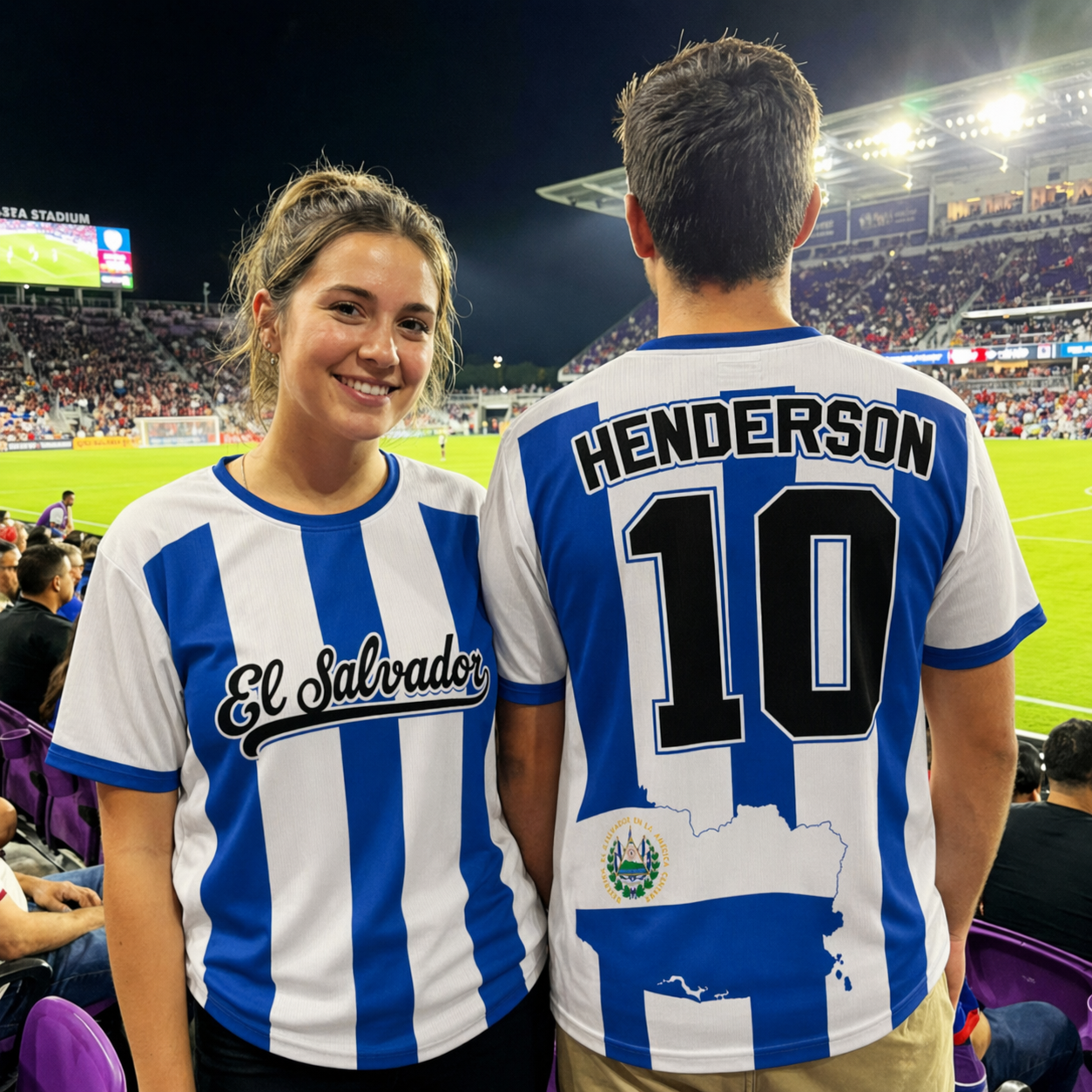 Custom El Salvador Soccer Jersey Salvadoran Fan Midnight Flame - Personalized Name Number