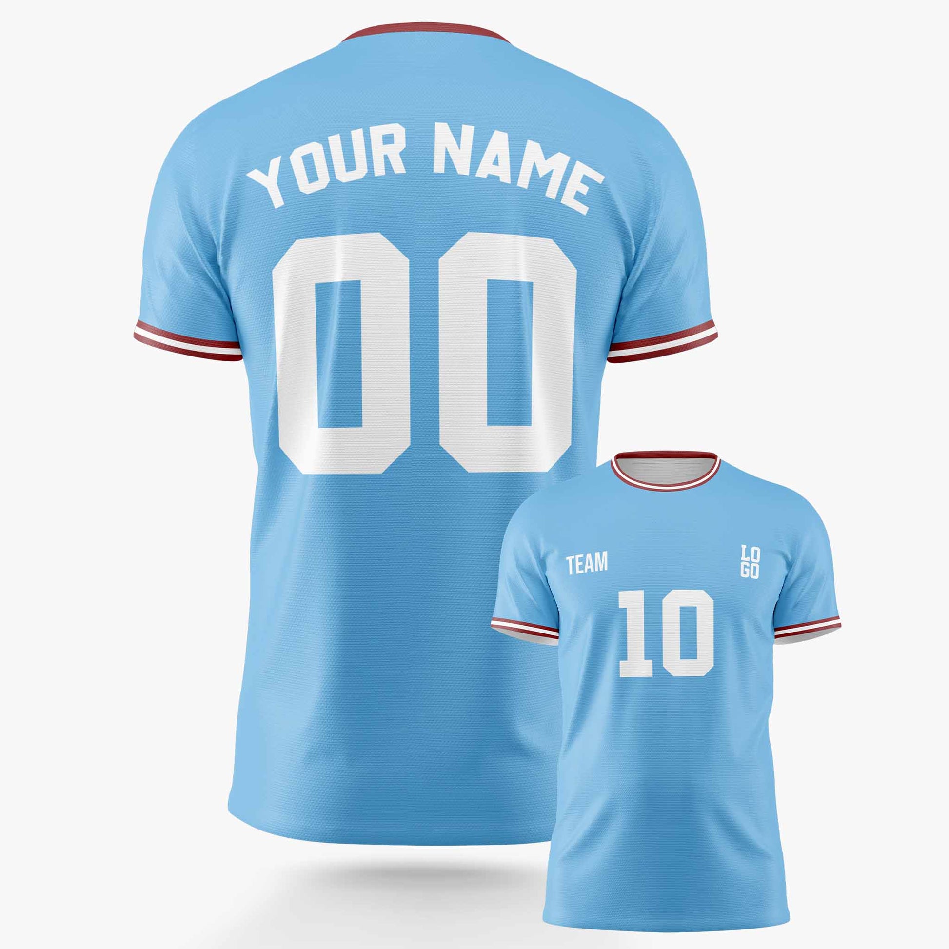Custom Soccer Jersey Light Blue and White - Design Your Own