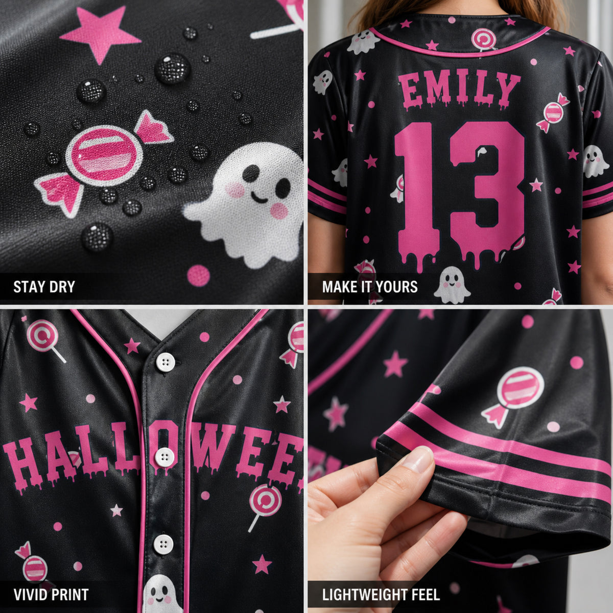 Custom Halloween Women's Crop Baseball Jersey Lavender Ghost - Design Your Own