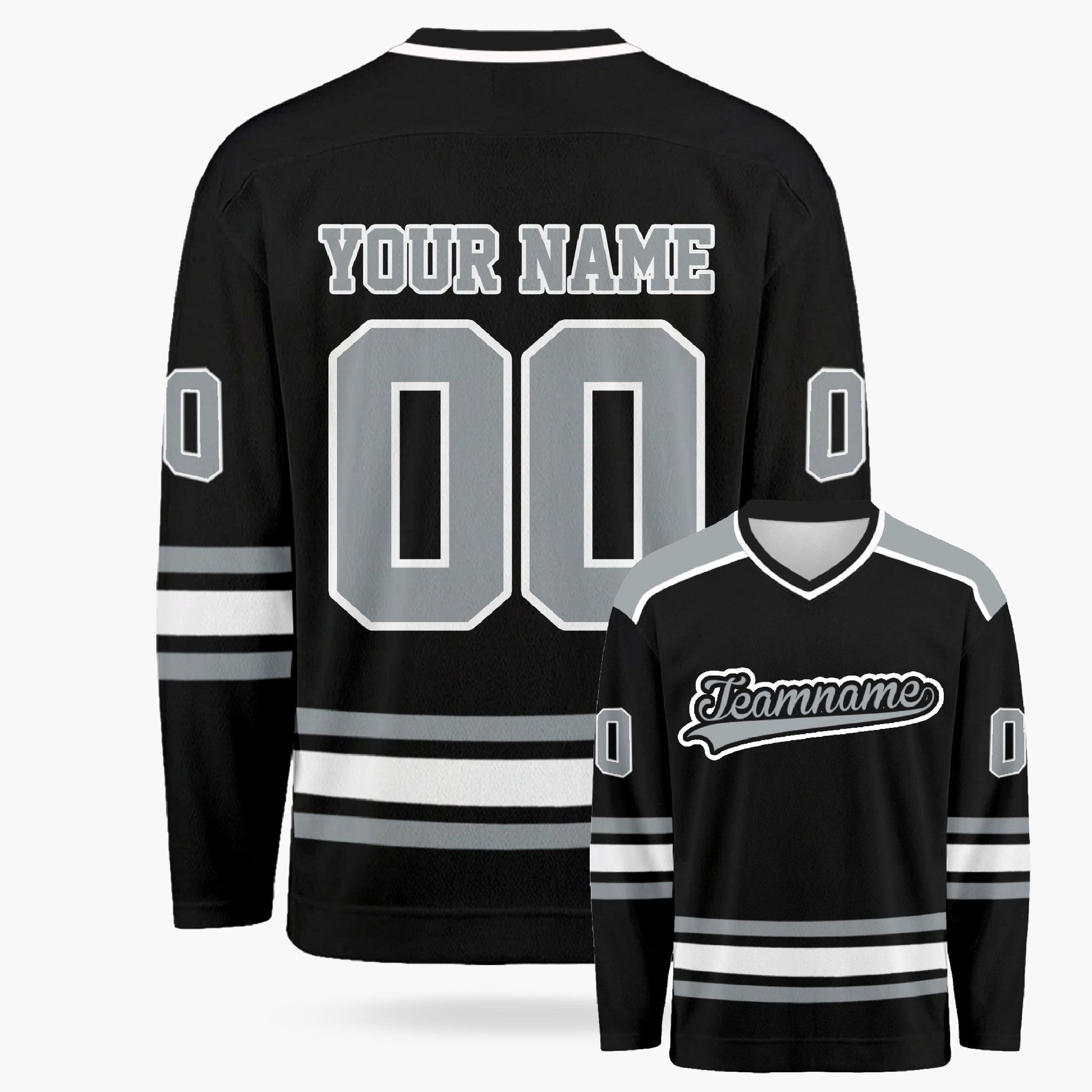 Custom Hockey Jersey Black and Gray - Design Your Own
