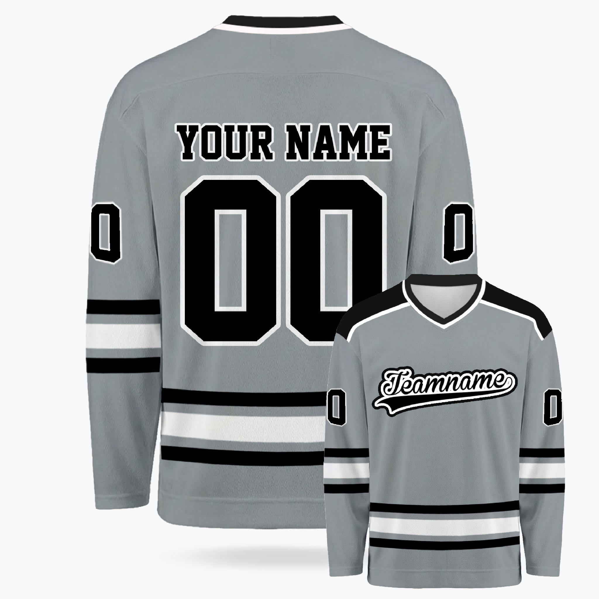 Custom Hockey Jersey Gray and Black - Design Your Own