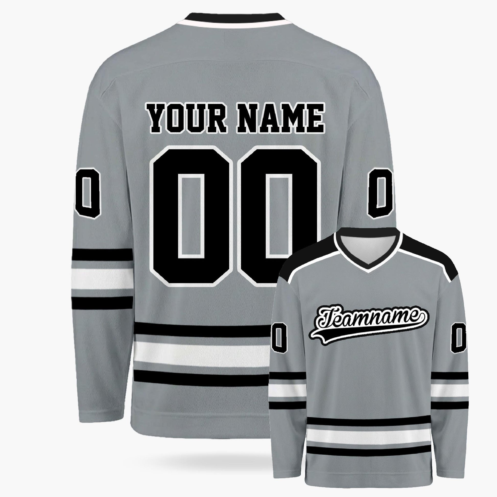 Custom Hockey Jersey Gray and Black - Design Your Own