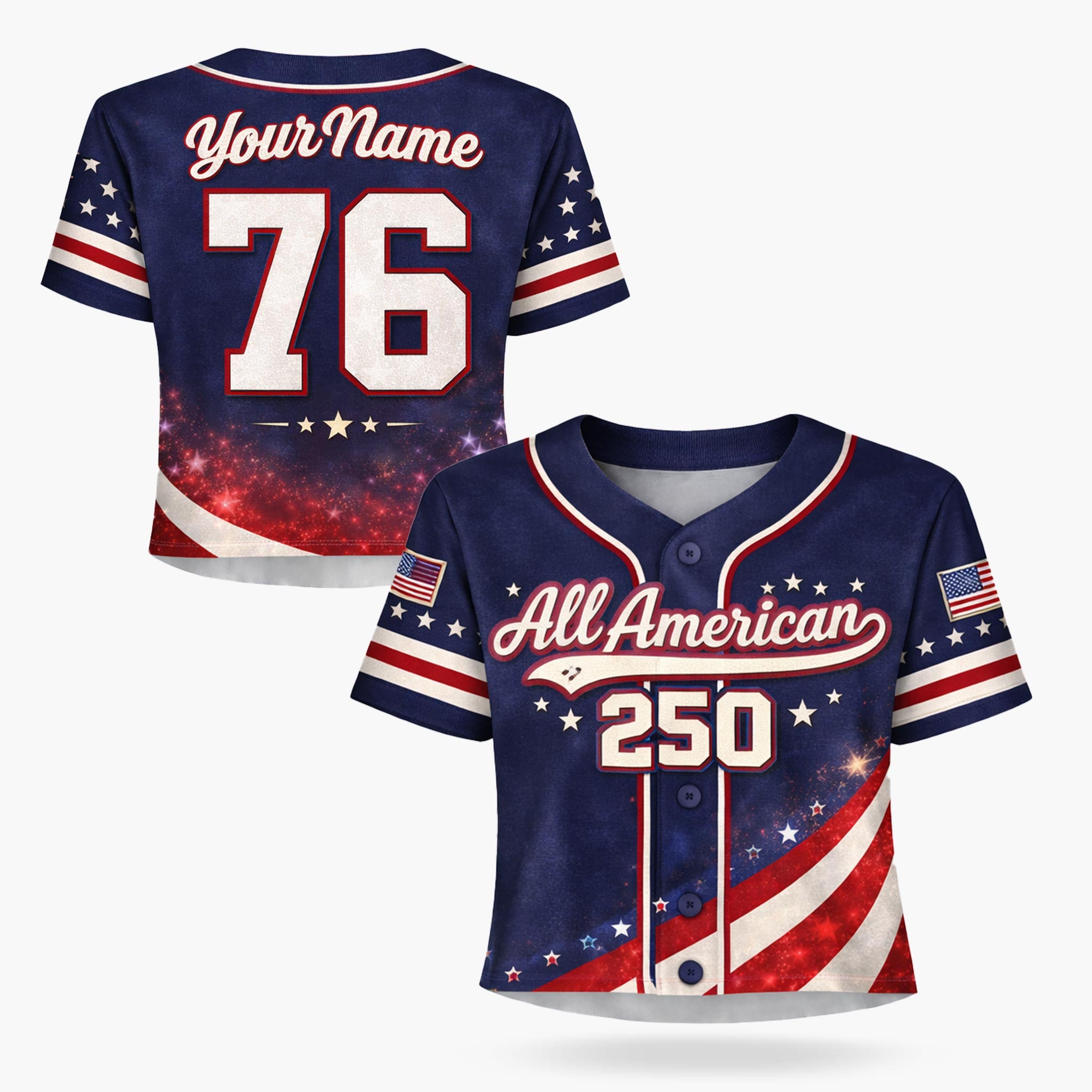 Custom USA 250th Anniversary Crop Baseball Jersey All American 250 - Design Your Own