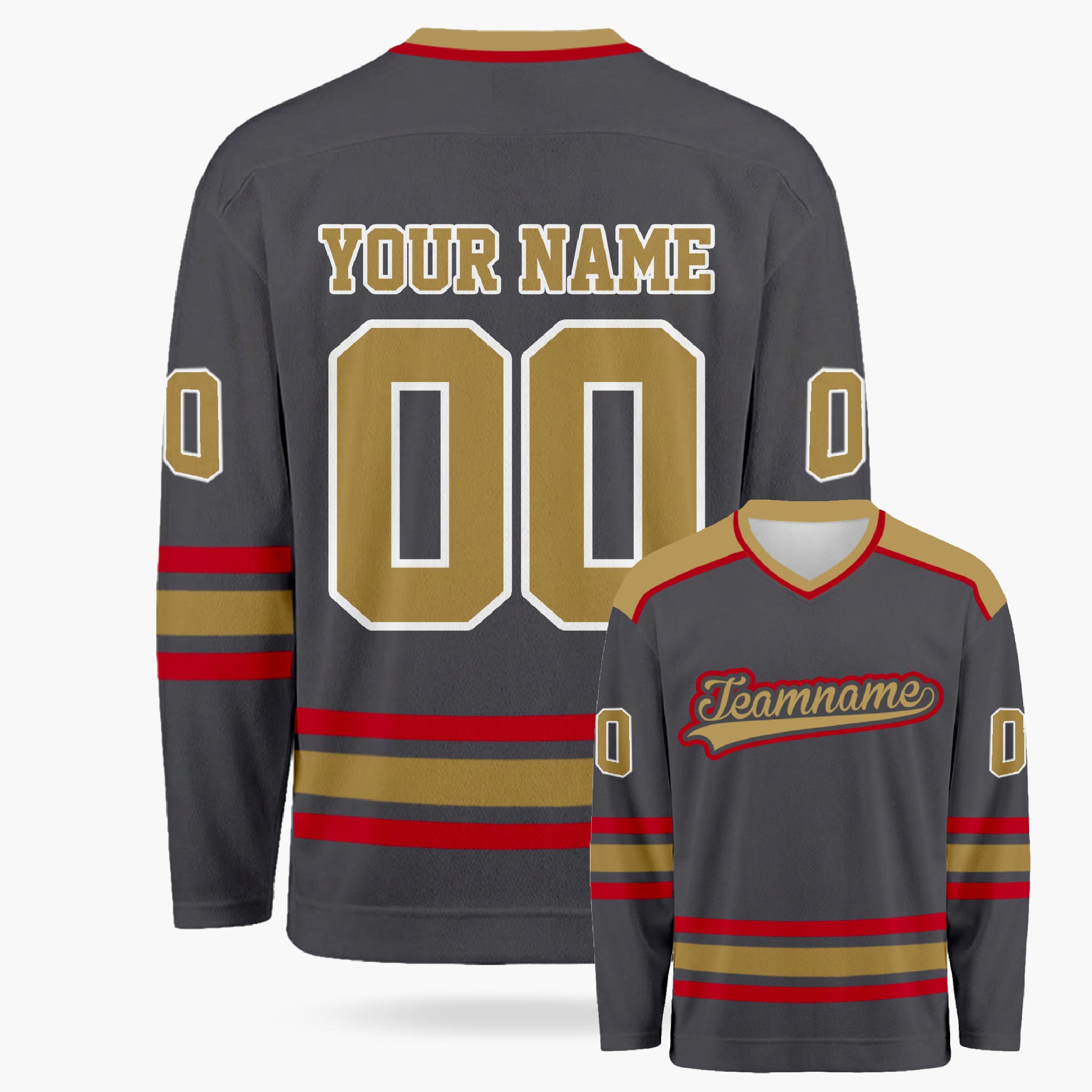 Custom Hockey Jersey Gray and Camel - Design Your Own