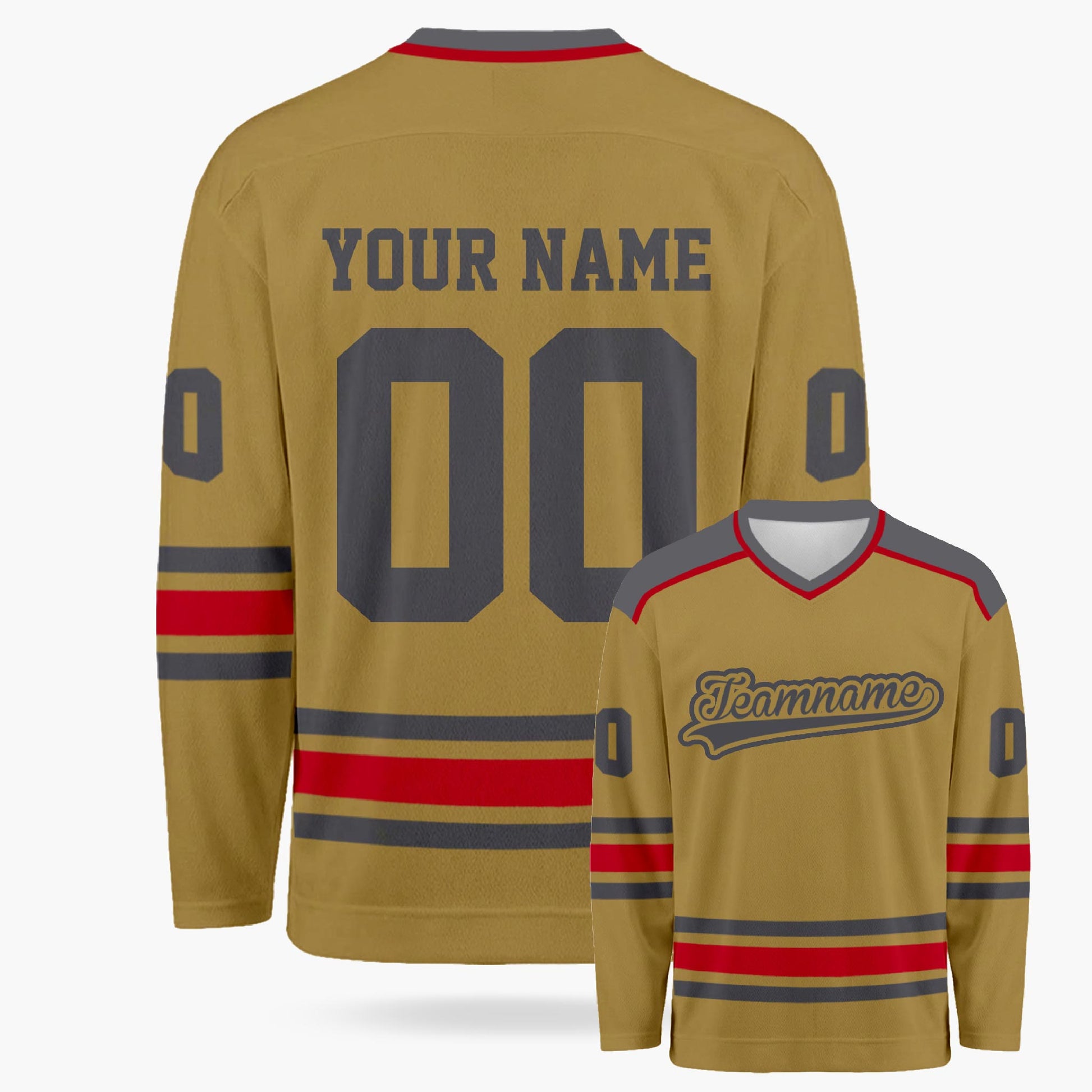 Custom Hockey Jersey Camel and Cherry - Design Your Own