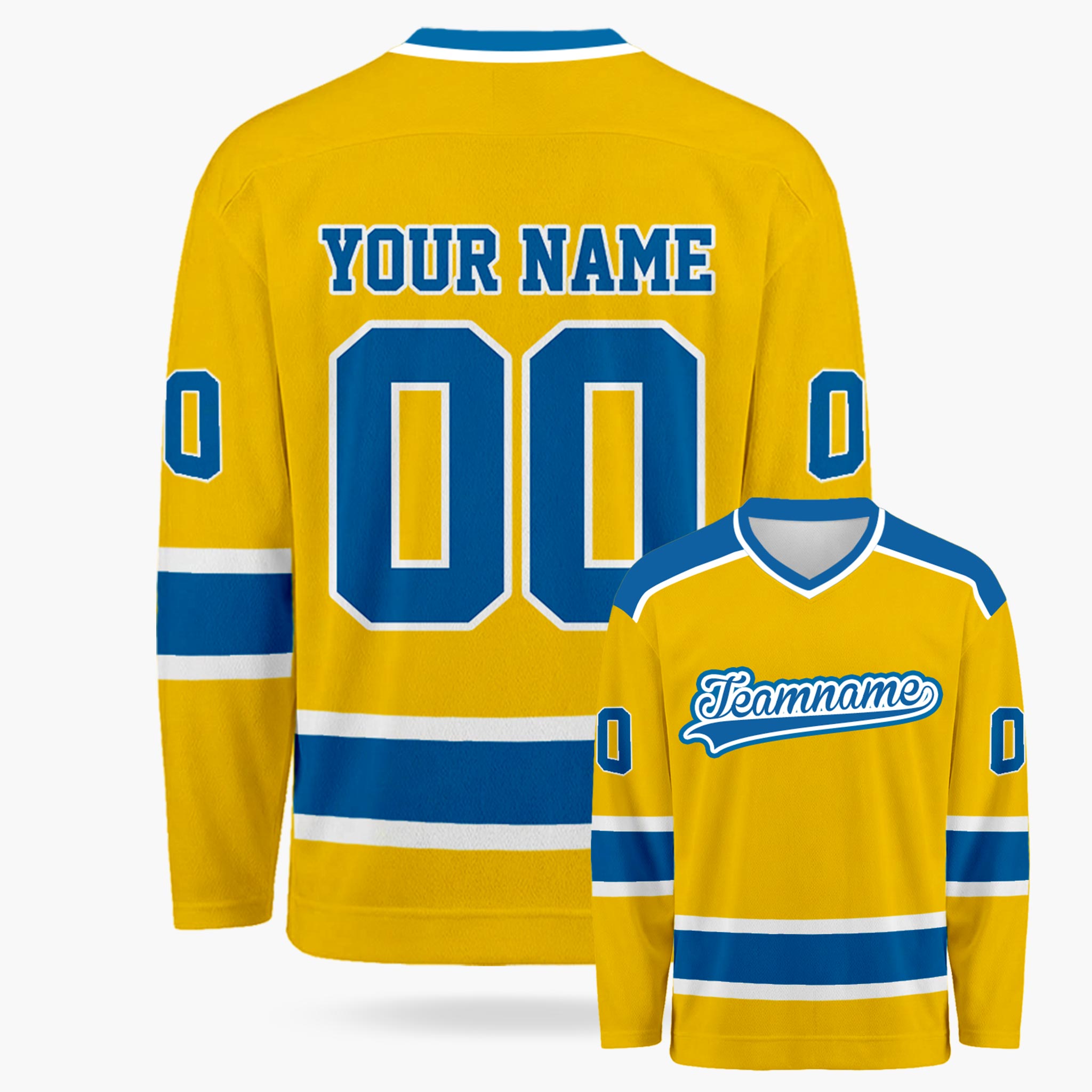 Custom Hockey Jersey Yellow and Royal - Design Your Own