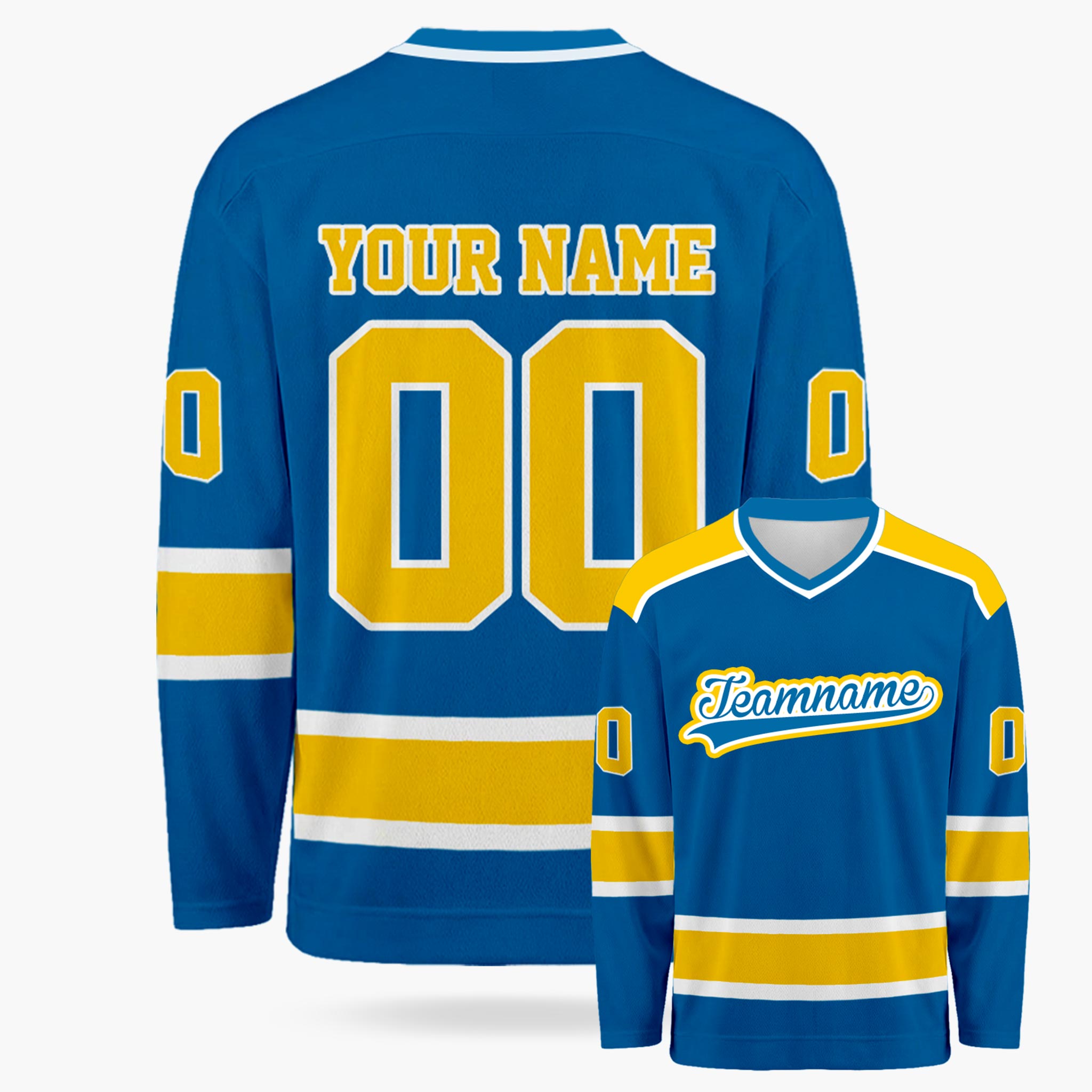 Custom Hockey Jersey Royal and Yellow - Design Your Own