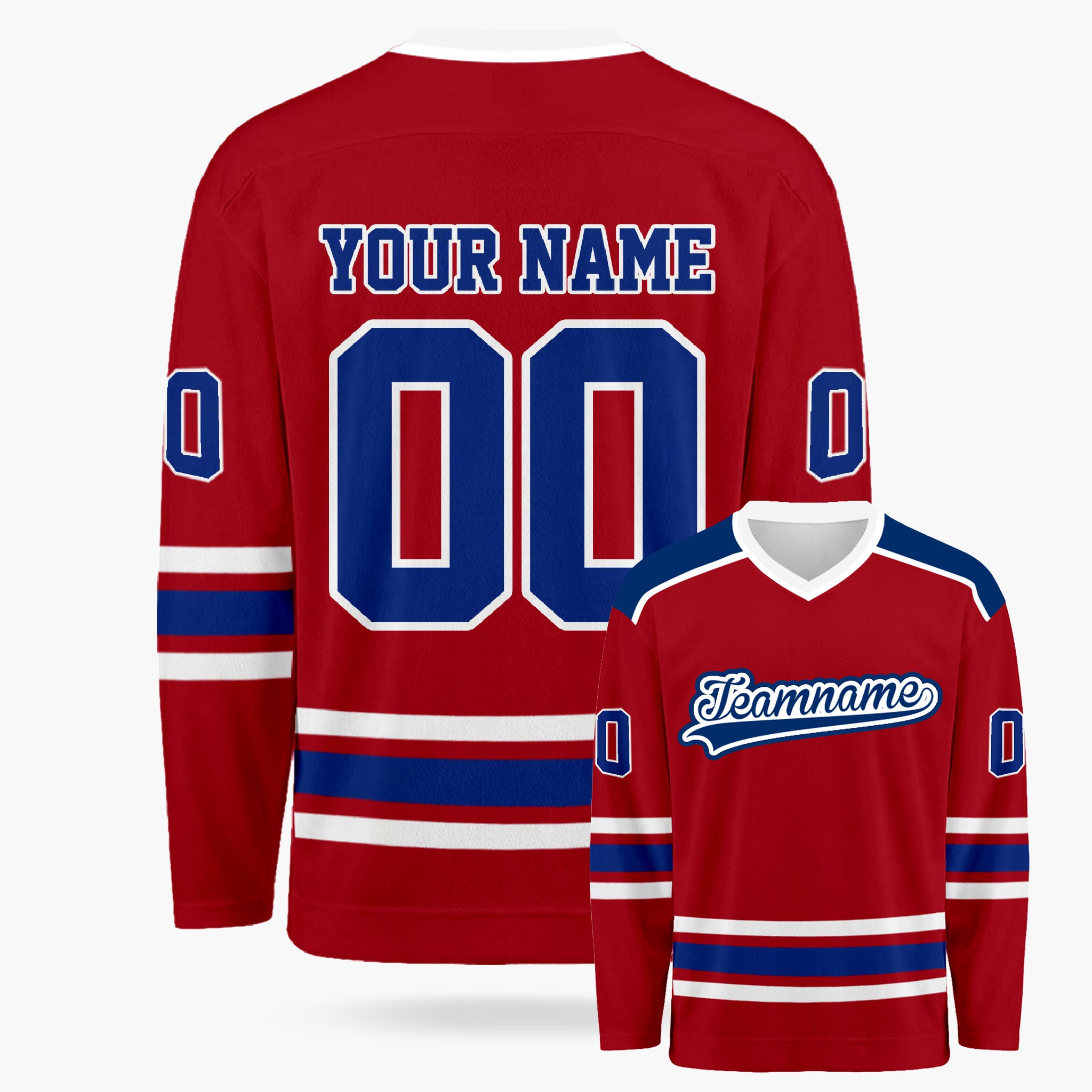 Custom Hockey Jersey Cherry and Navy - Design Your Own