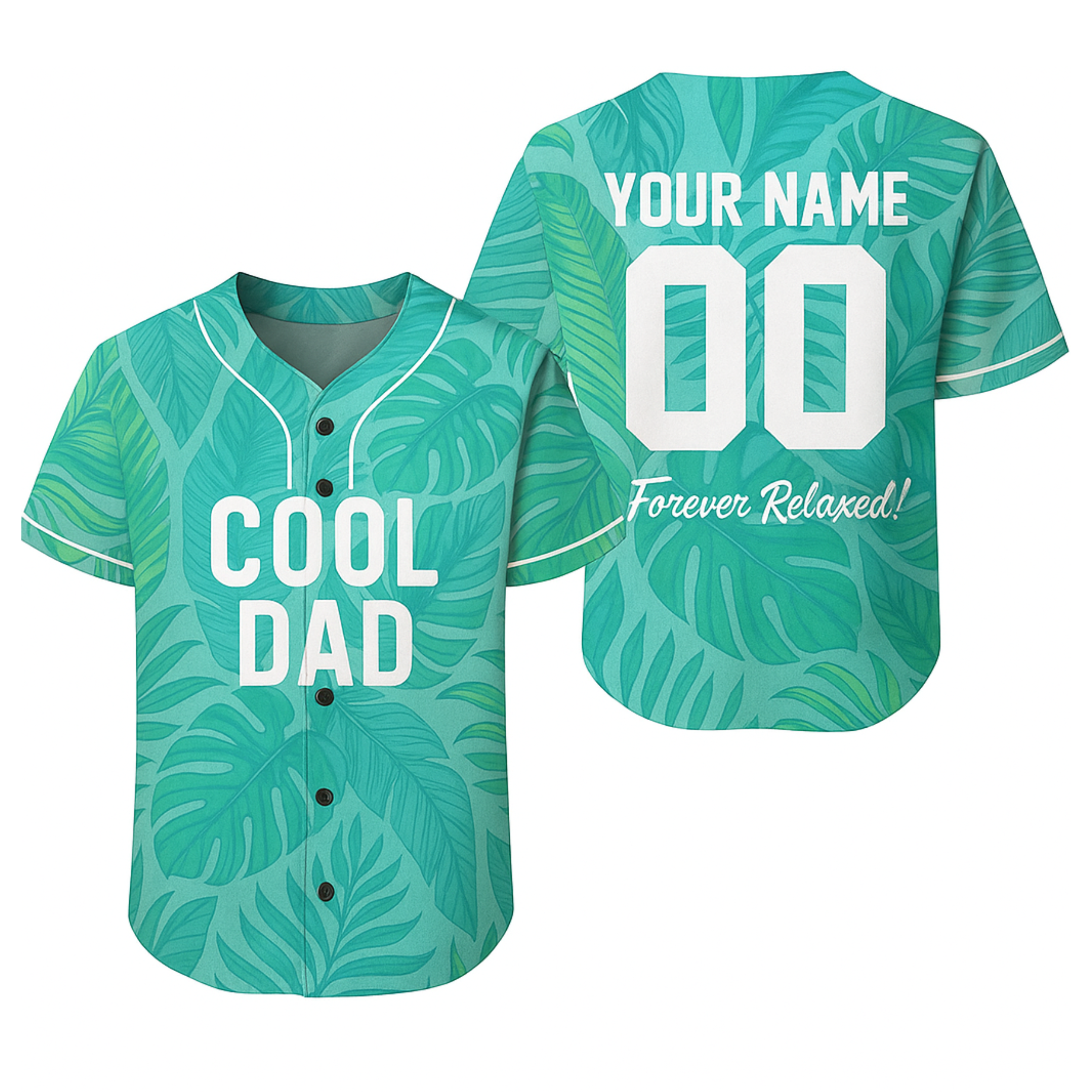 Custom Father's Day Baseball Jersey Light Teal with White Piping - Add Your Name and Number