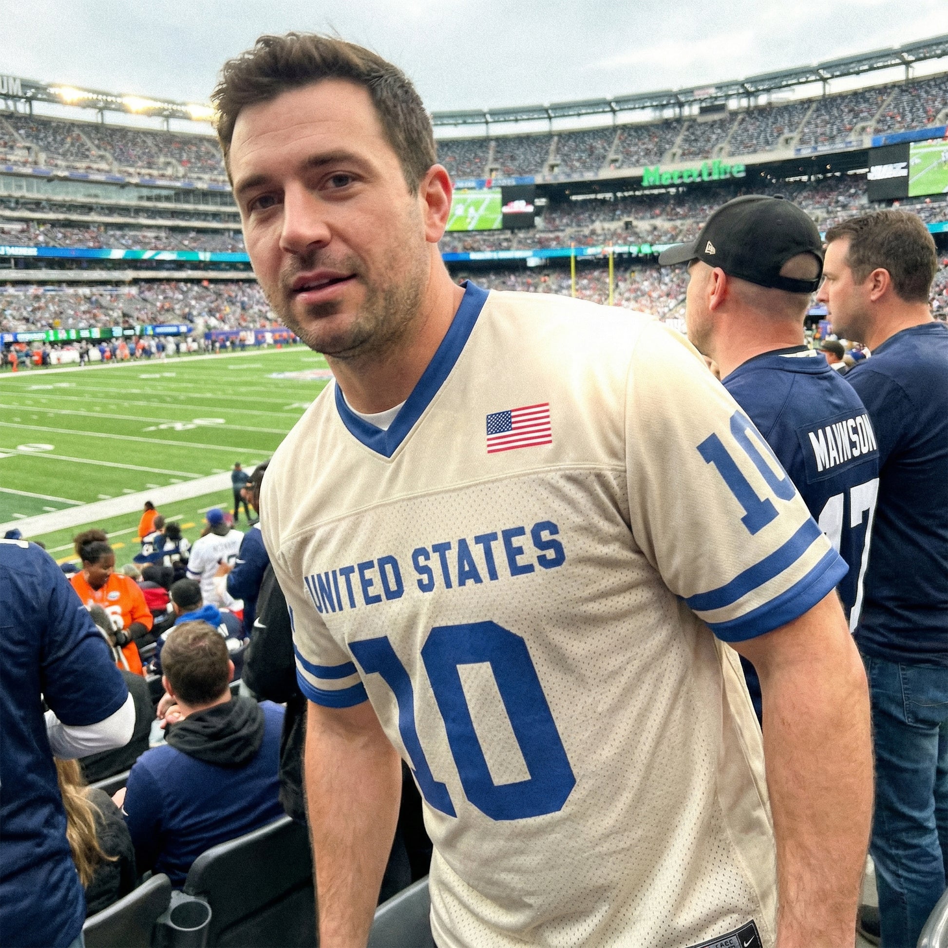 Custom Football Jersey Cream and Blue - Design Your Own