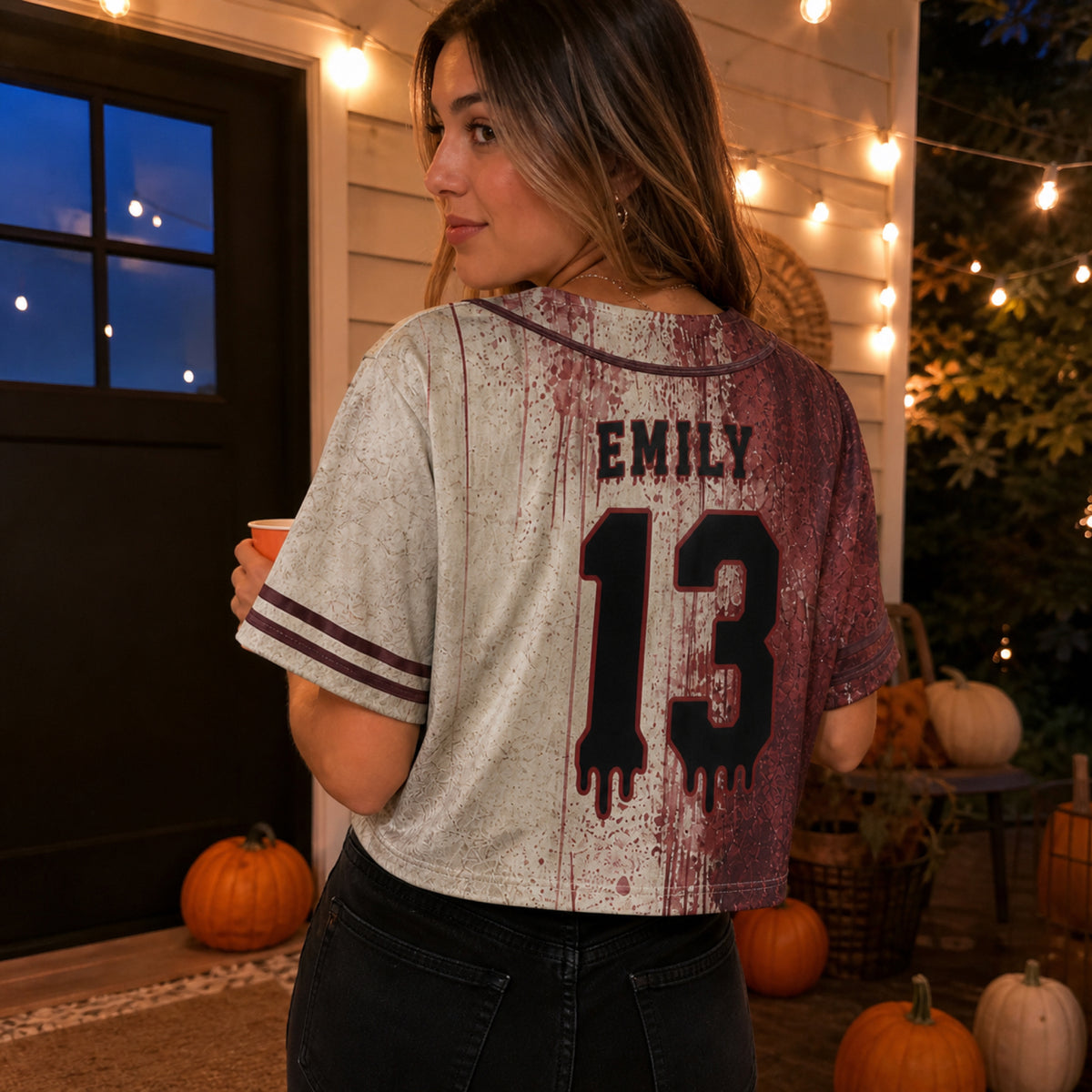 Custom Halloween Women's Crop Baseball Jersey Lavender Ghost - Design Your Own
