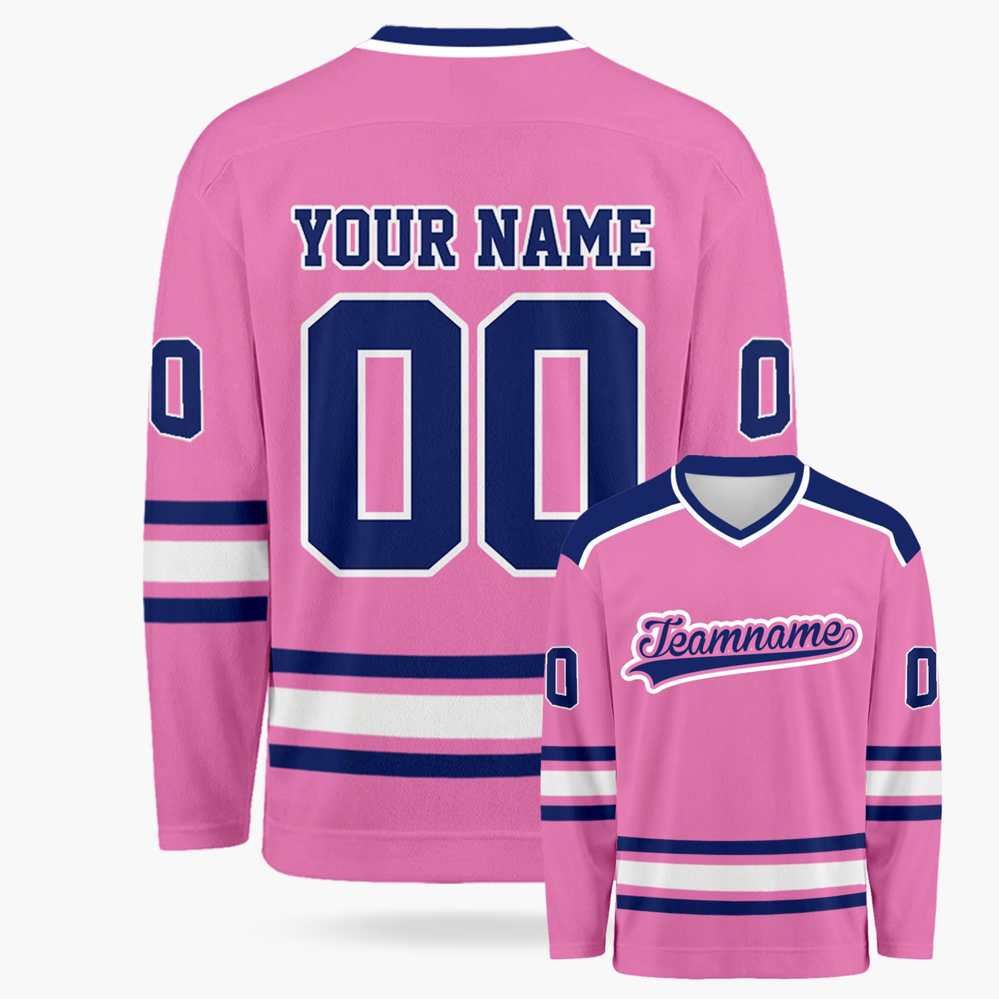 Custom Hockey Jersey Pink and Navy - Design Your Own
