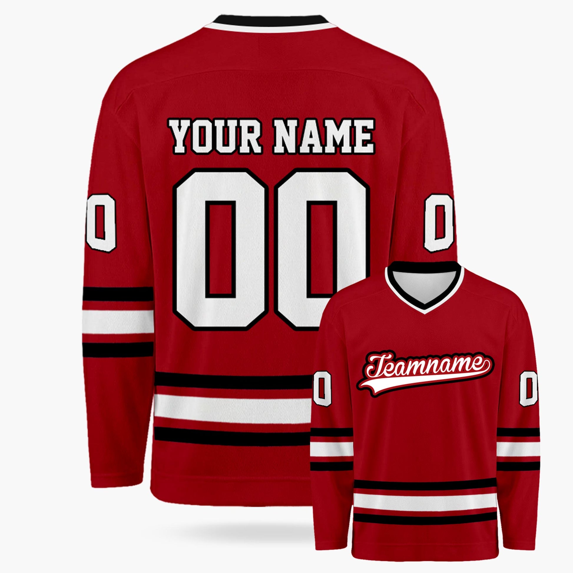 Custom Hockey Jersey Cherry and Black - Design Your Own