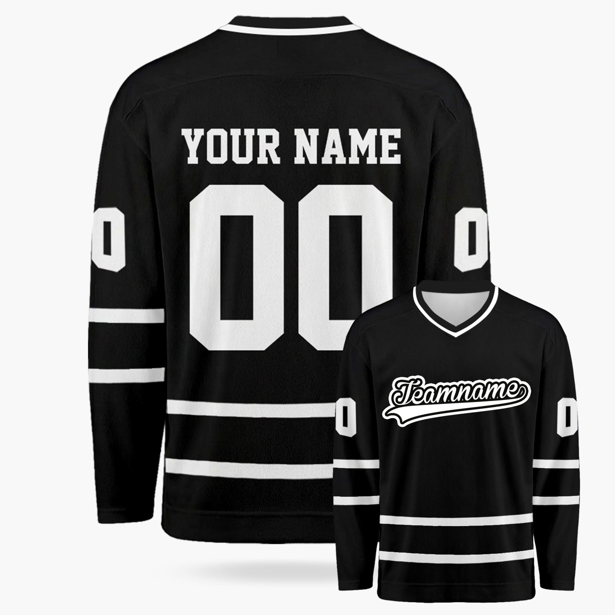 Custom Hockey Jersey Black and White - Design Your Own