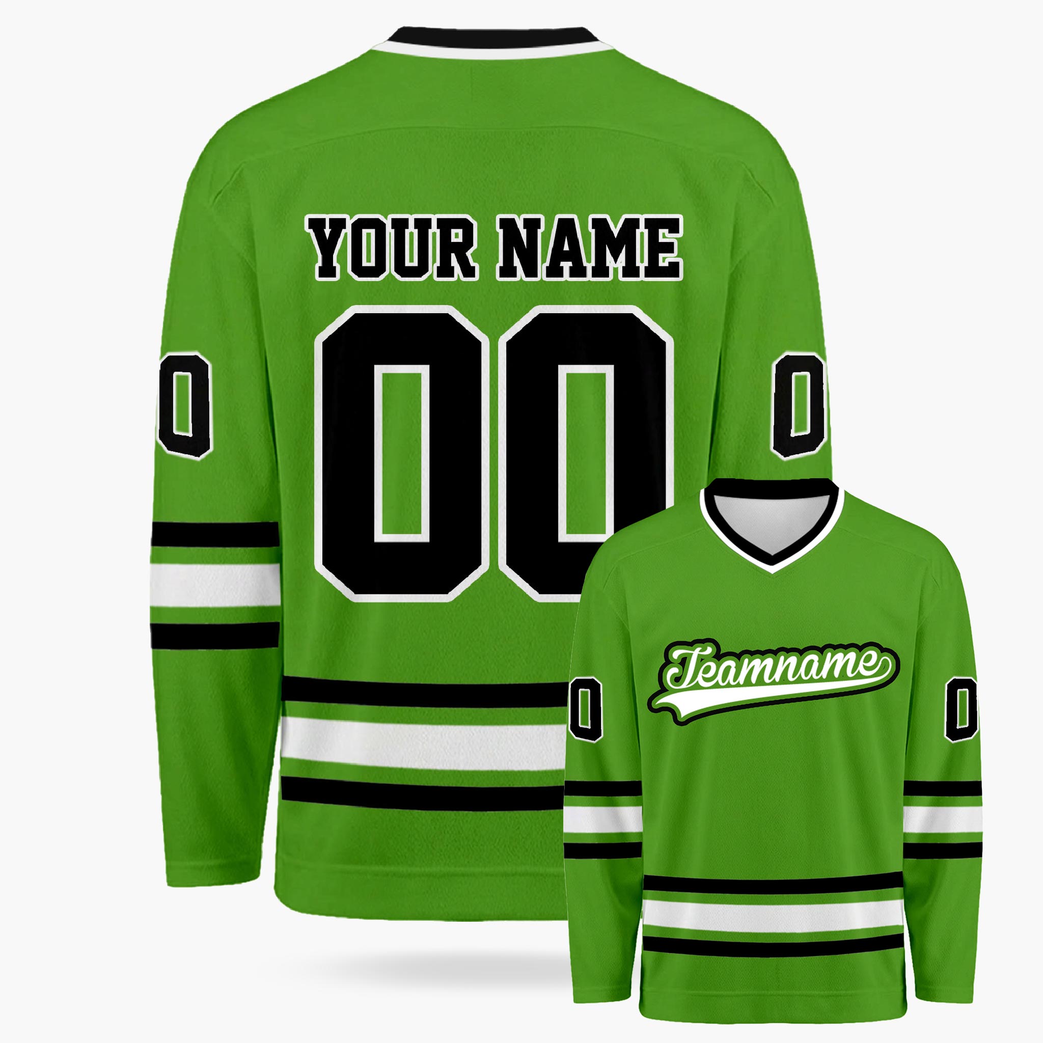 Custom Hockey Jersey Green and Black - Design Your Own