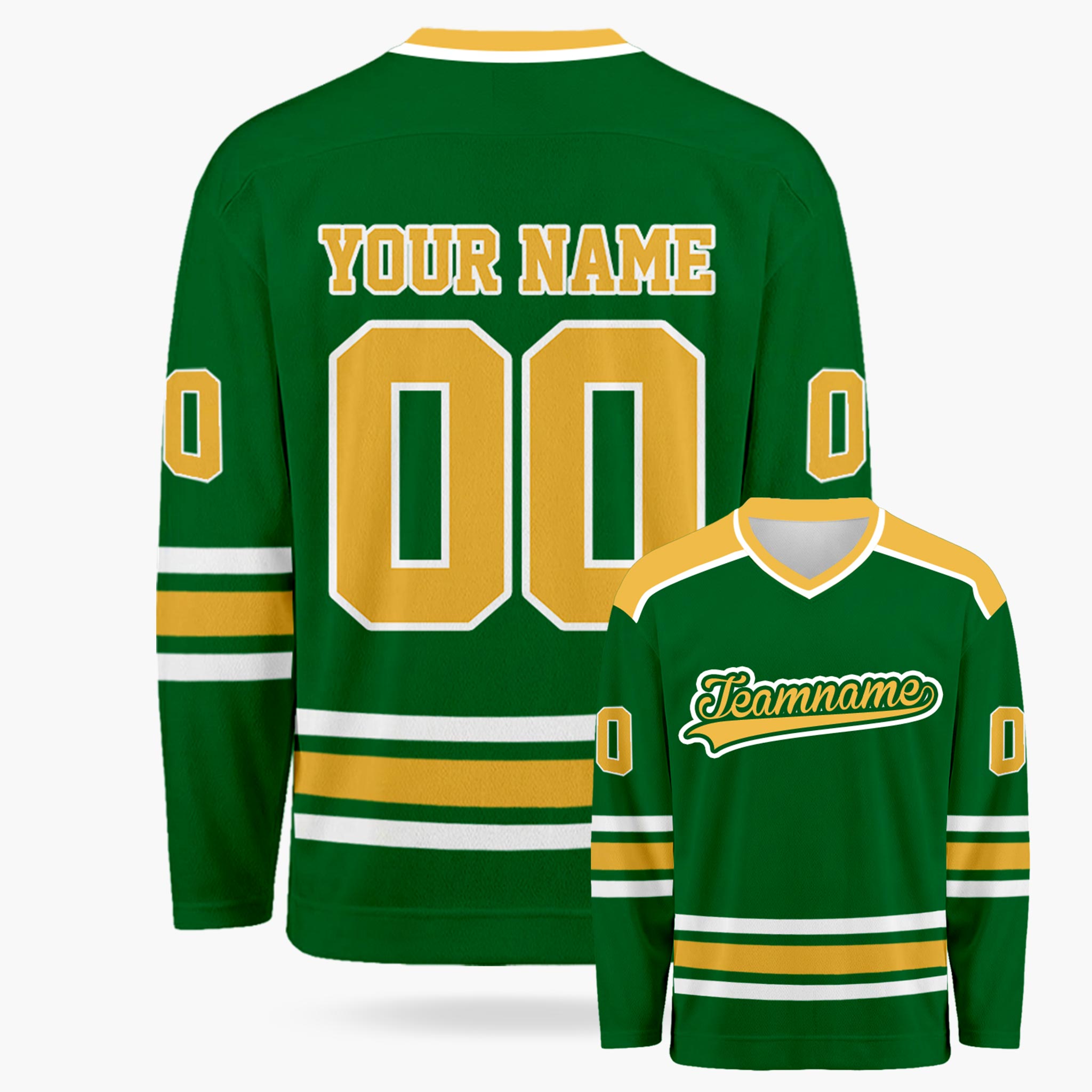 Custom Hockey Jersey Forest and Yellow - Design Your Own