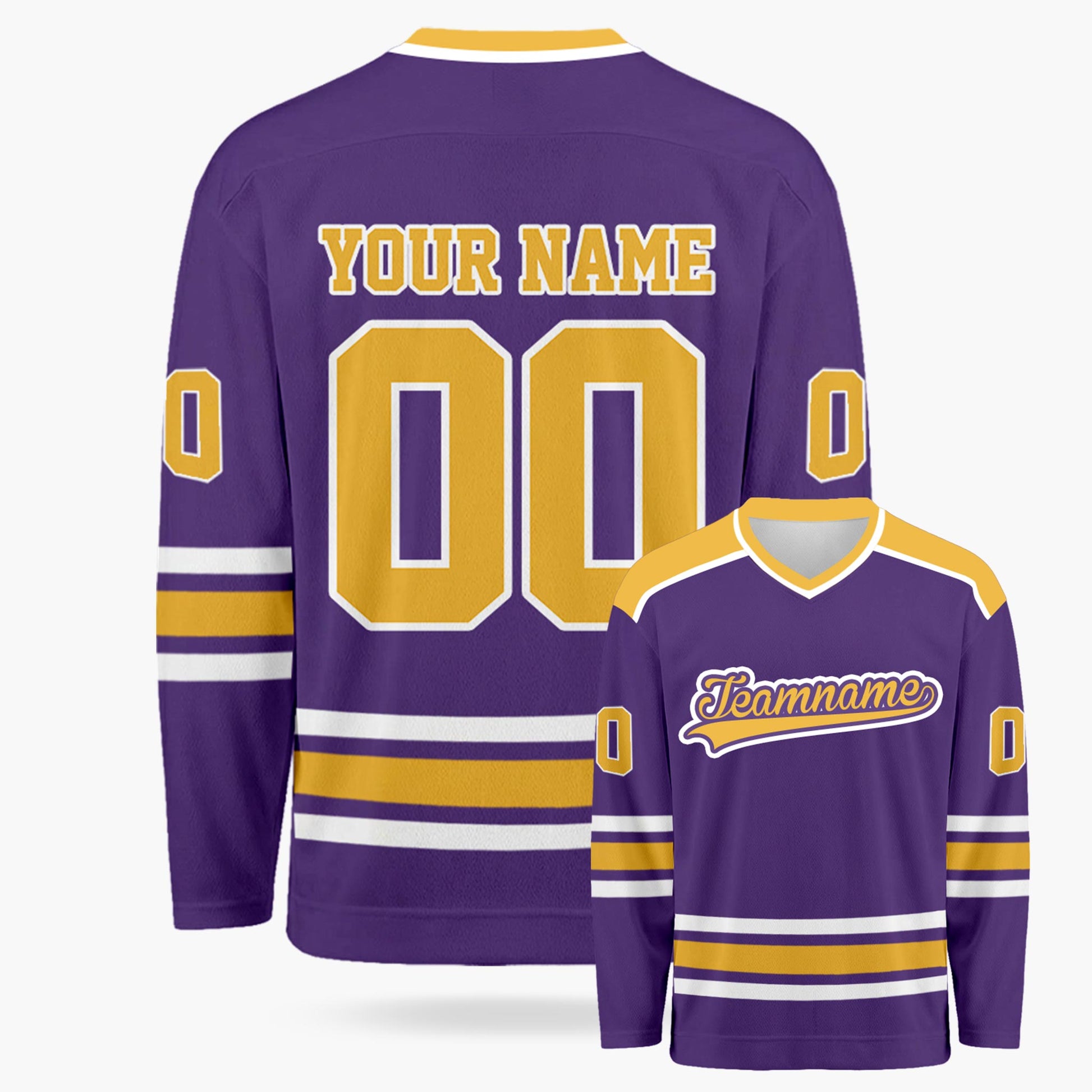 Custom Hockey Jersey Purple and Yellow - Design Your Own