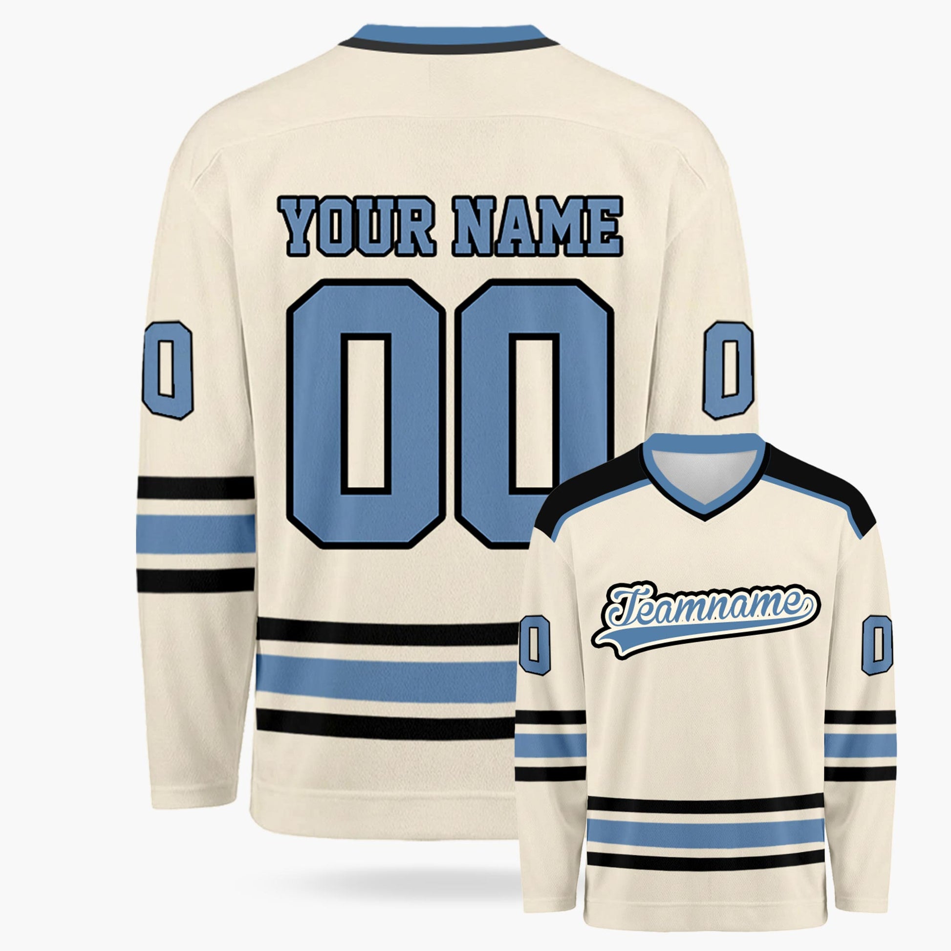 Custom Hockey Jersey Beige and Blue - Design Your Own