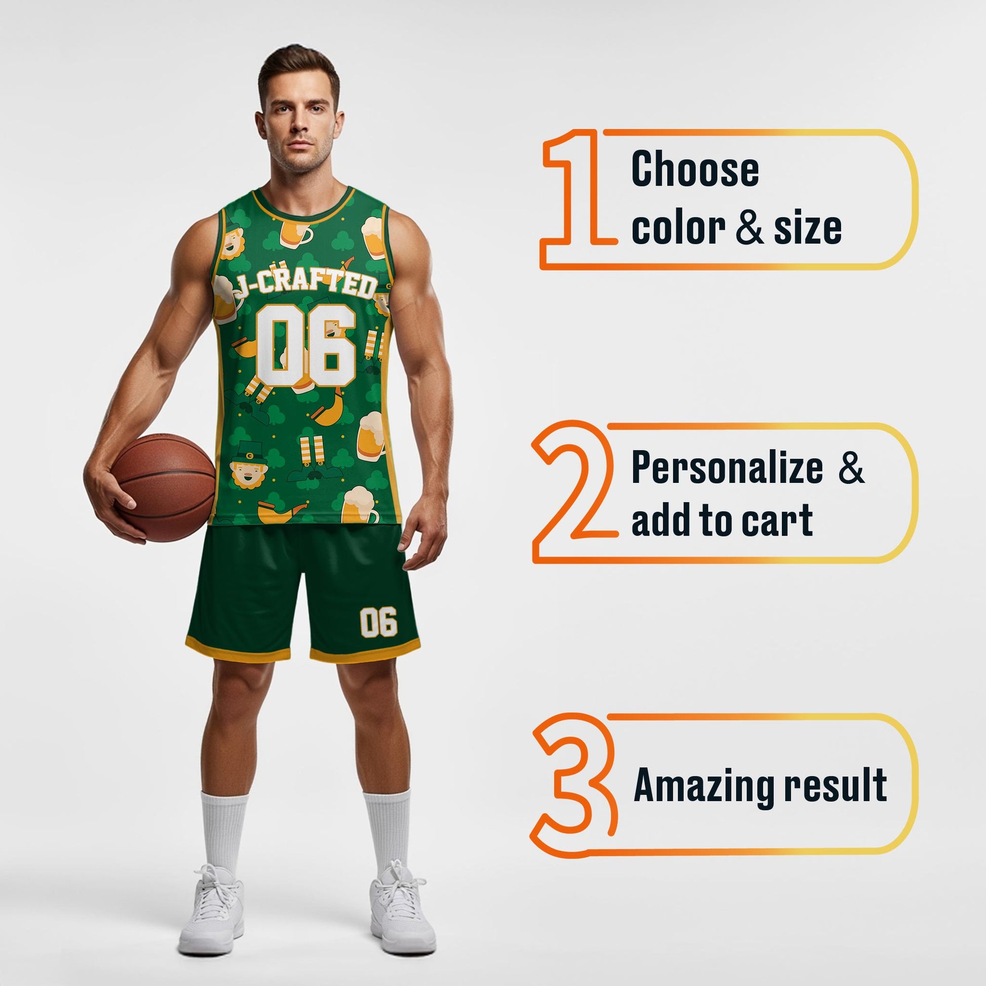 Custom St. Patrick's Day Basketball Jersey Leprechaun Party - Design Your Own