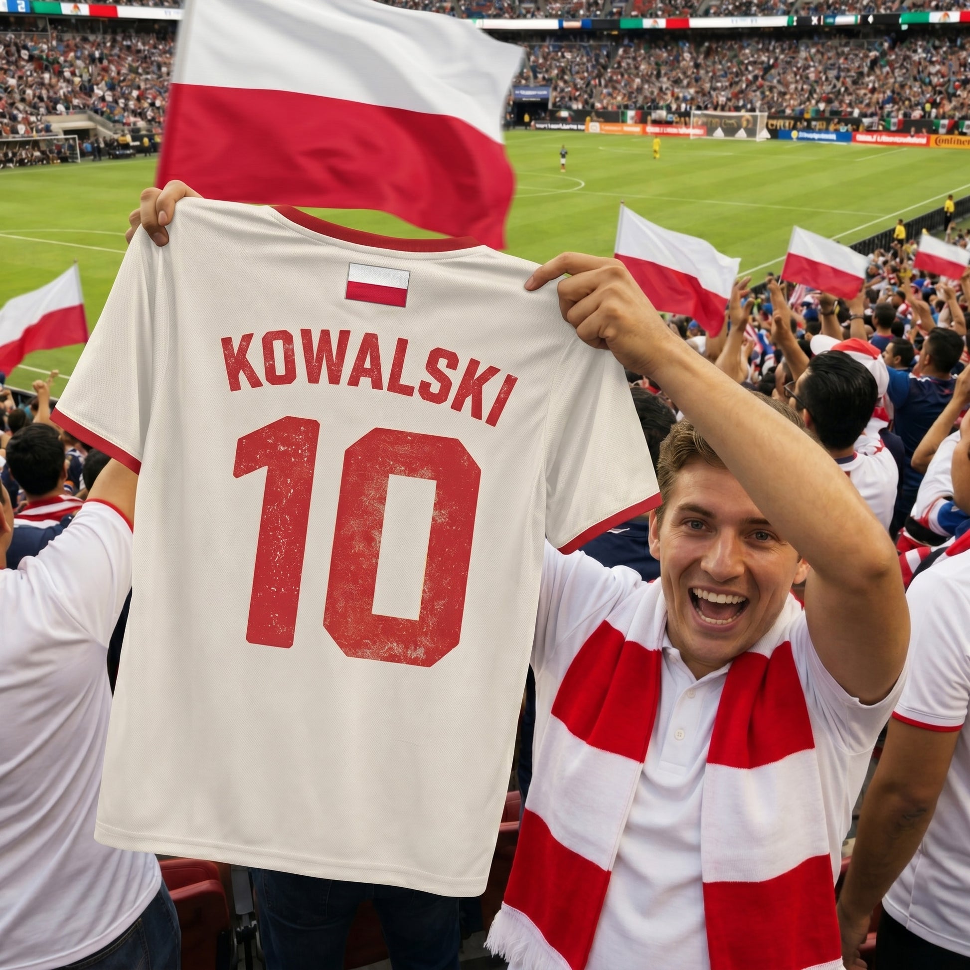 Custom Poland Soccer Jersey Polish Fan Polska Vintage Script - Personalized Name Number