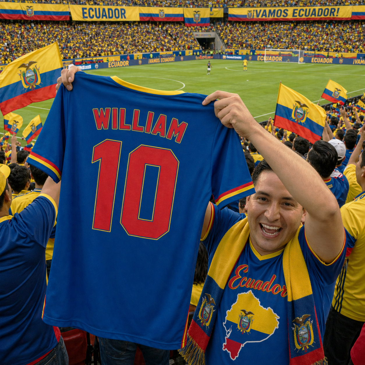 Custom Ecuador Soccer Jersey Ecuadorian Fan Script Outline - Personalized Name Number