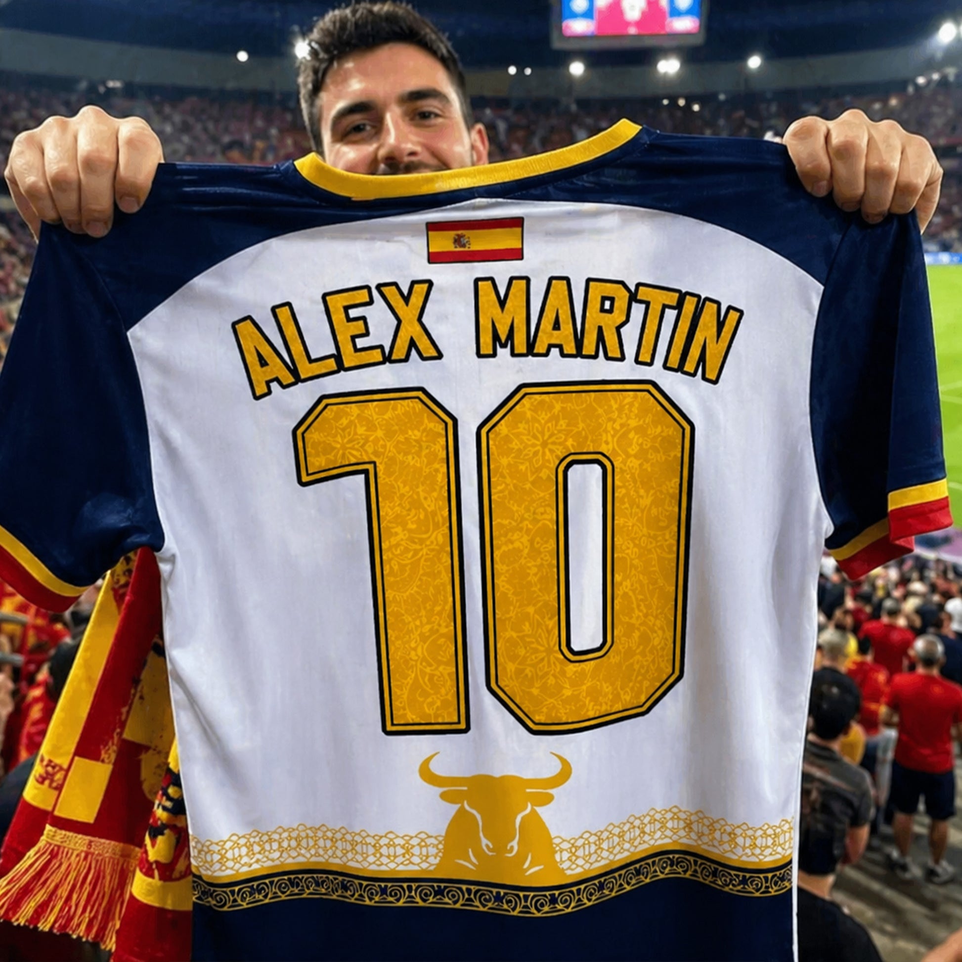 Custom Spain Soccer Jersey Spanish Fan Black Gold Classic - Personalized Name Number