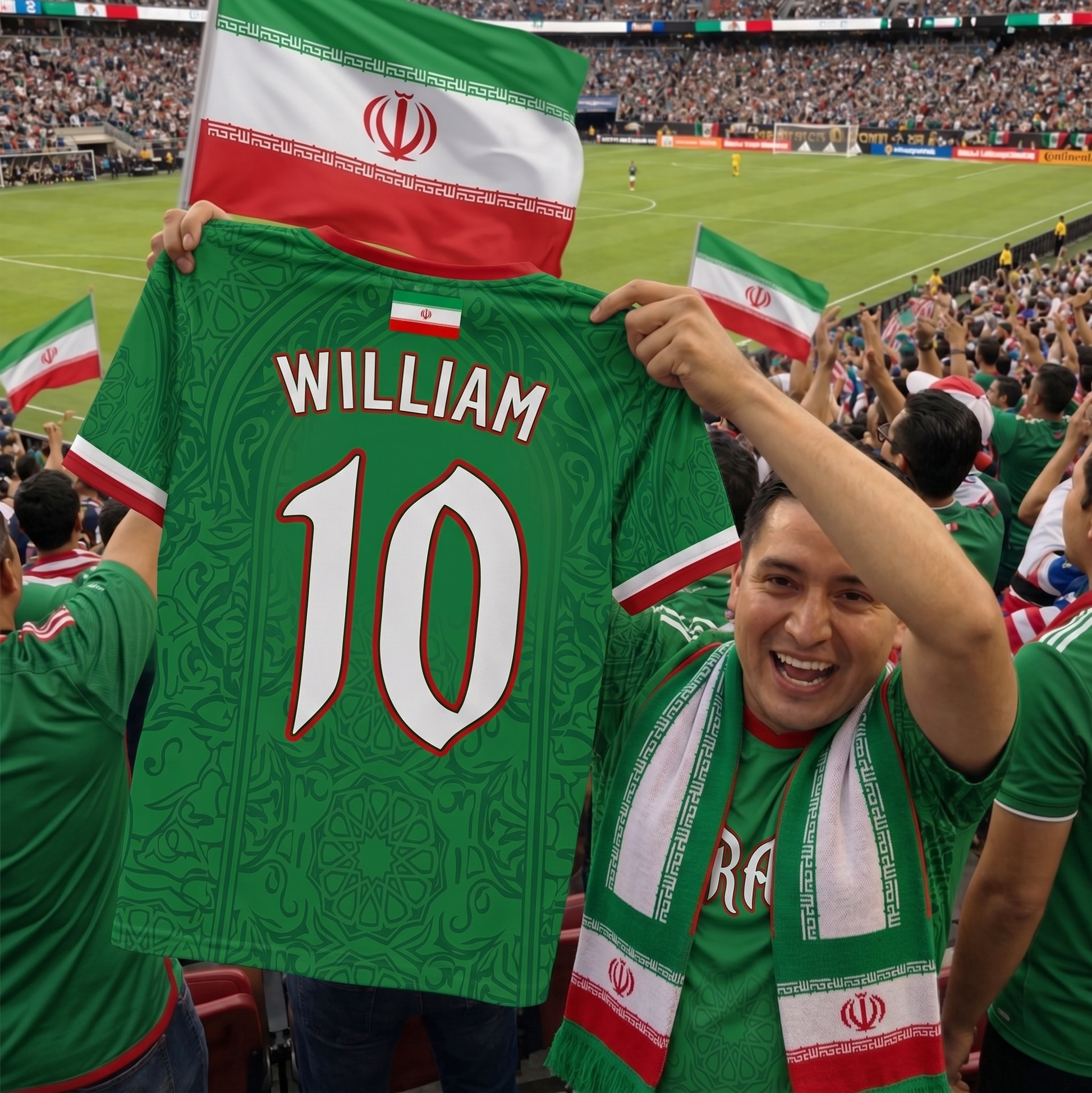 Custom Iran Soccer Jersey Iranian Fan Persian Pattern - Personalized Name Number