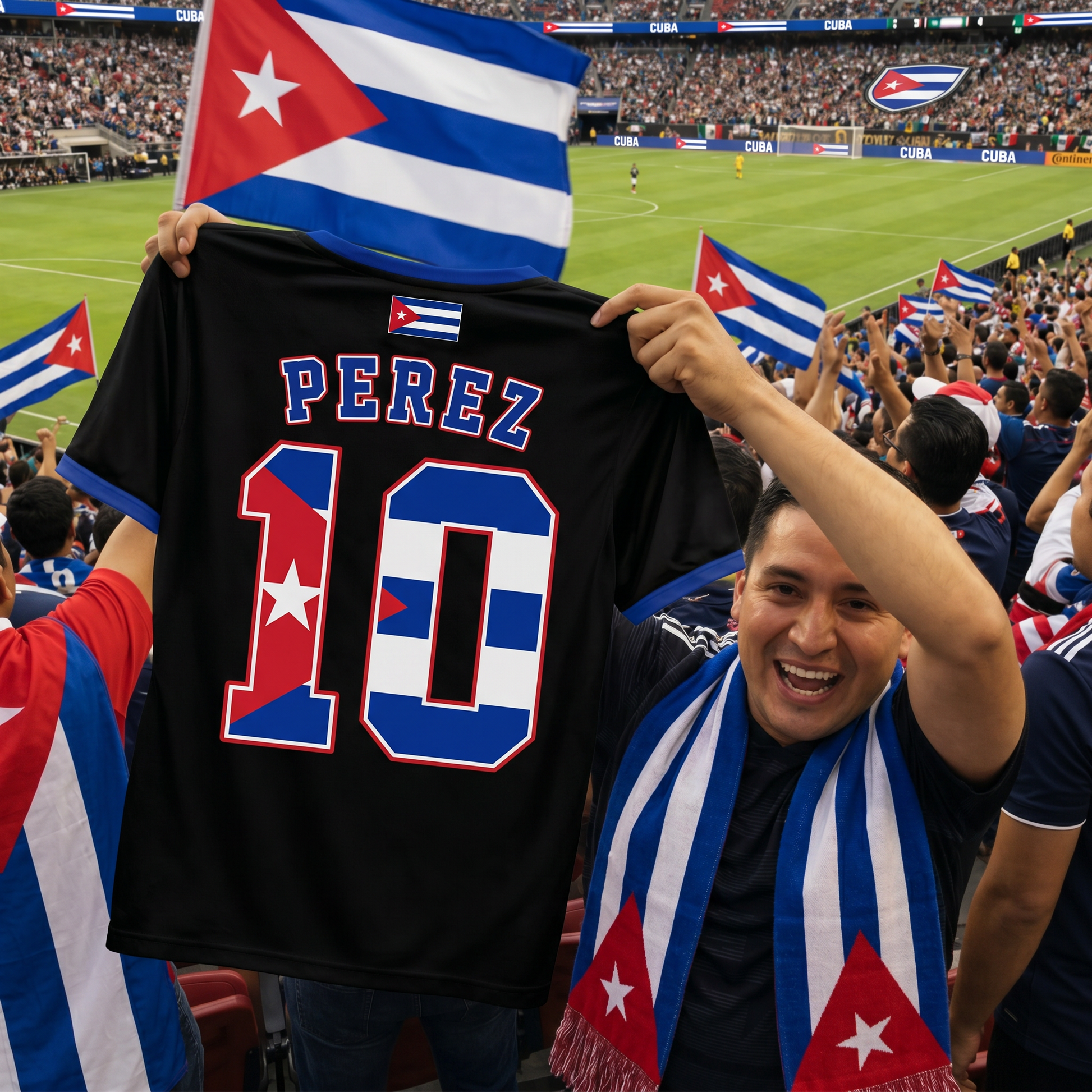 Custom Cuba Soccer Jersey Cuban Fan Script Classic - Personalized Name Number