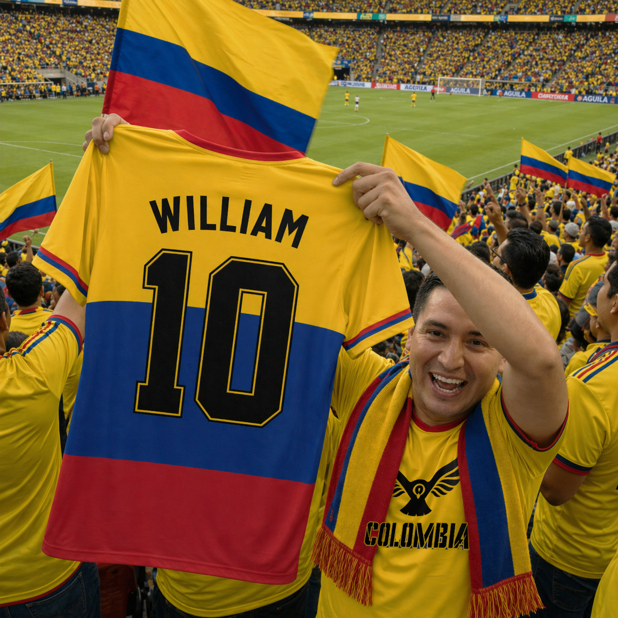 Custom Colombia Soccer Jersey Colombian Fan Classic Script - Personalized Name Number