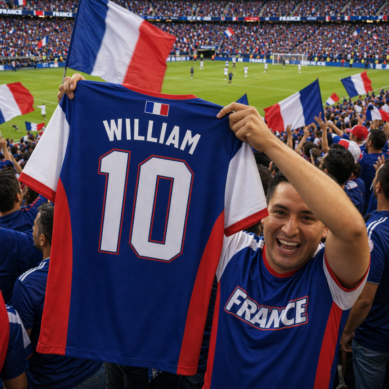 Custom France Soccer Jersey French Fan Classic Tricolor - Personalized Name Number