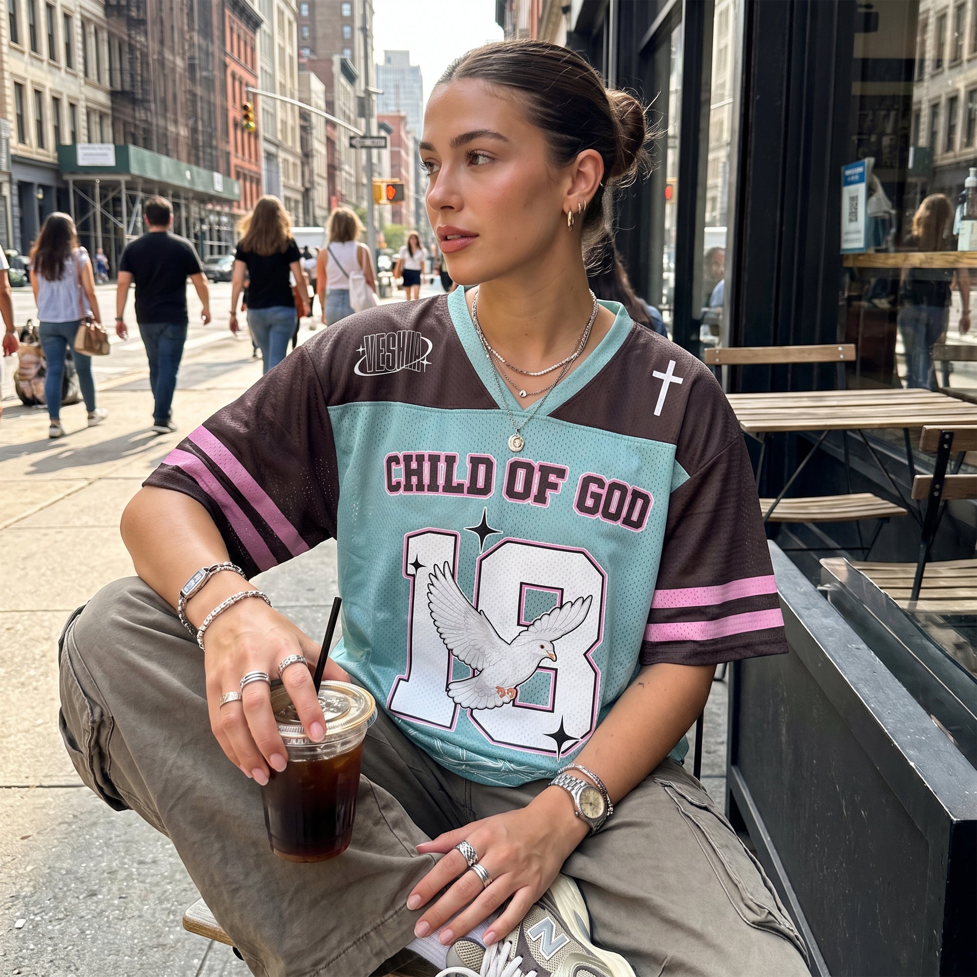 Custom Religious Drop Shoulder Football Jersey Eternal Kingdom - Personalized Name Number