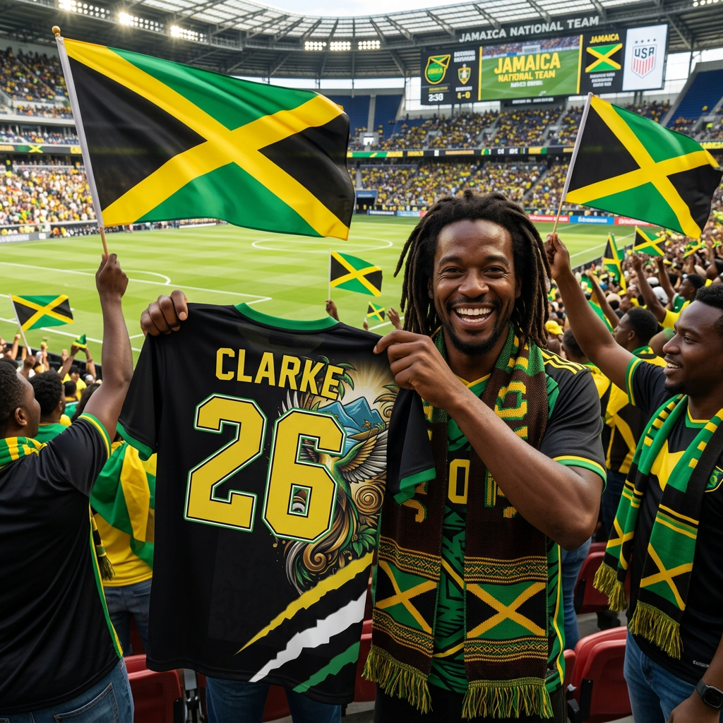 Custom Jamaica Soccer Jersey Jamaican Fan Brush Strike – Personalized Name Number