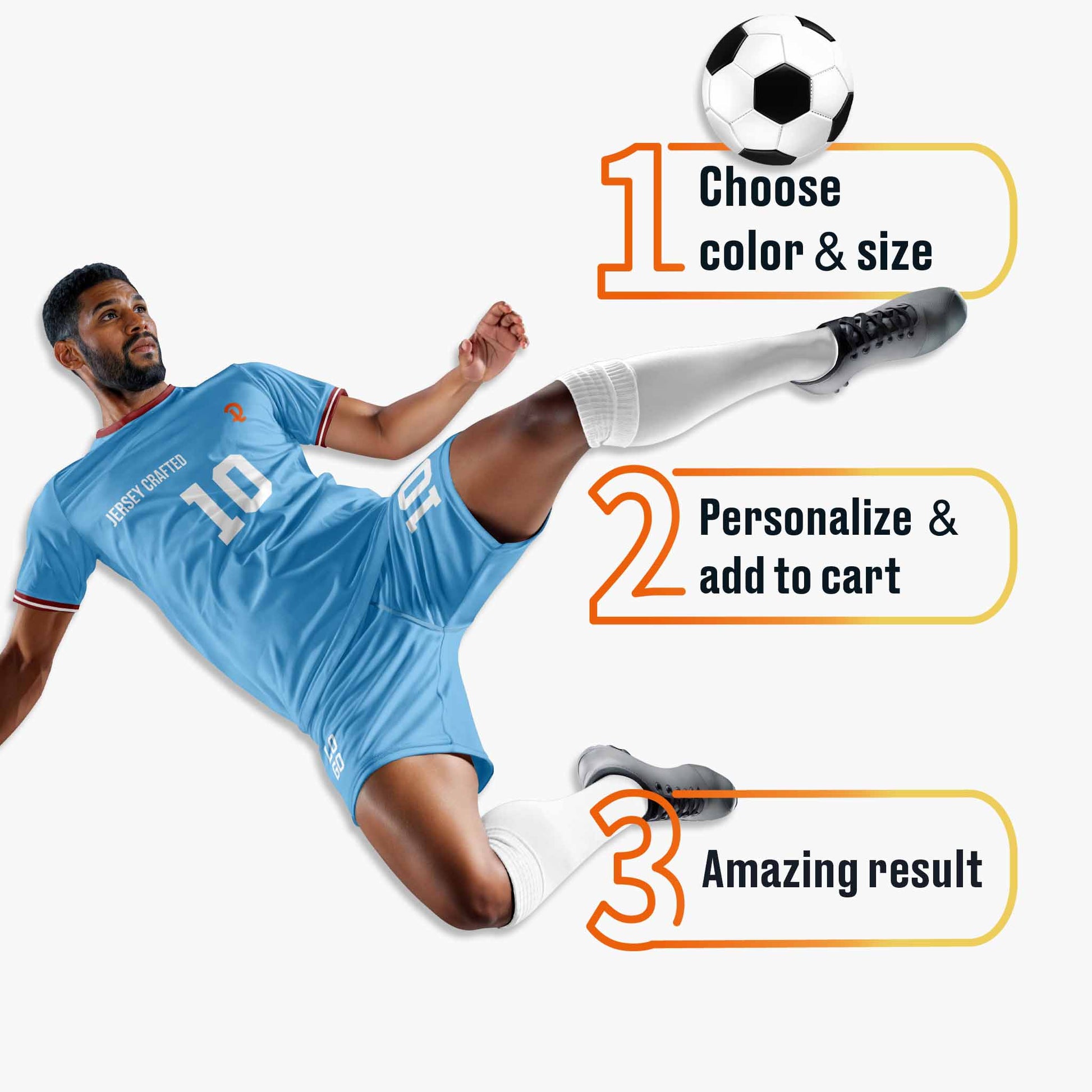 Custom Soccer Jersey Light Blue and White - Design Your Own