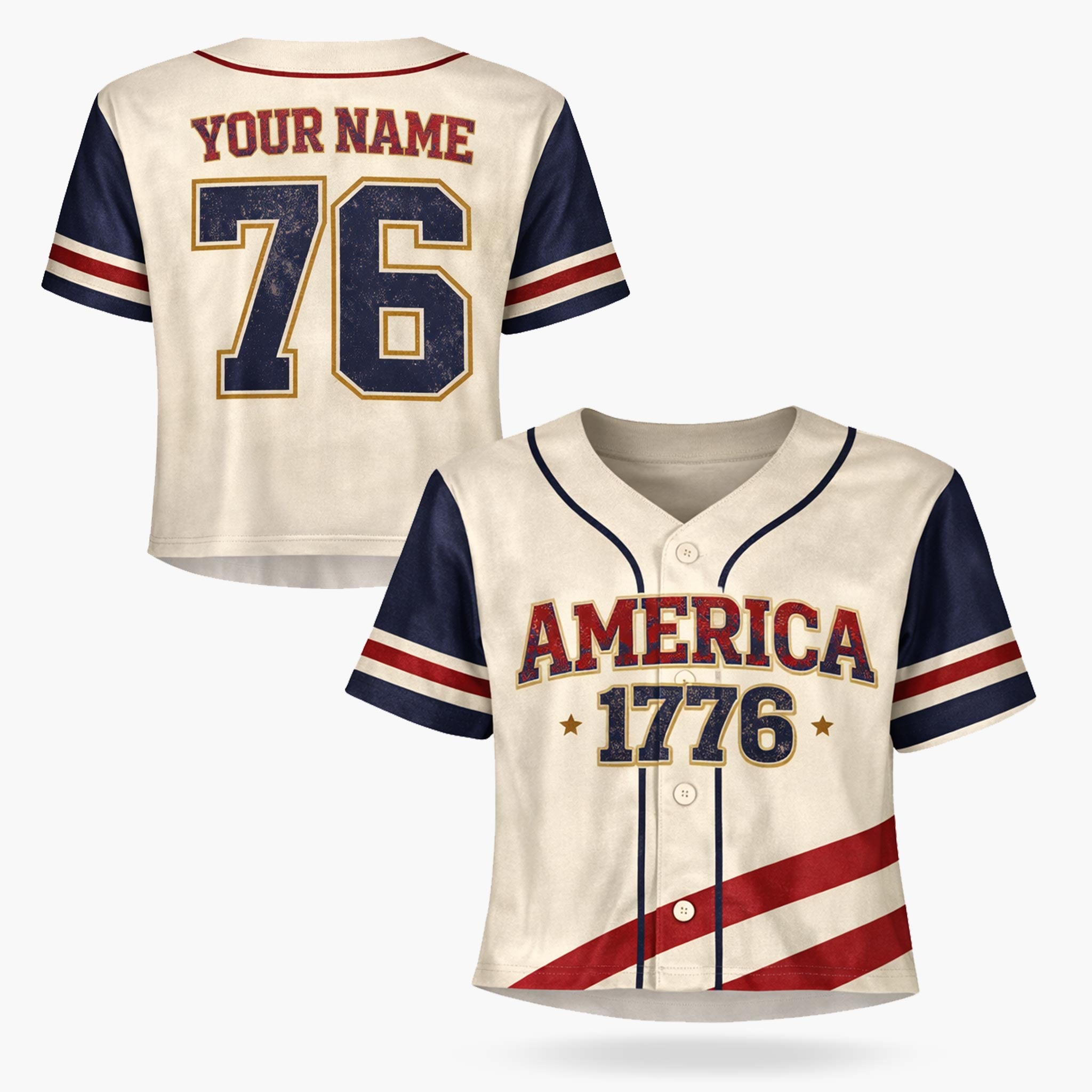 Custom USA 250th Anniversary Crop Baseball Jersey Retro America 1776 - Design Your Own