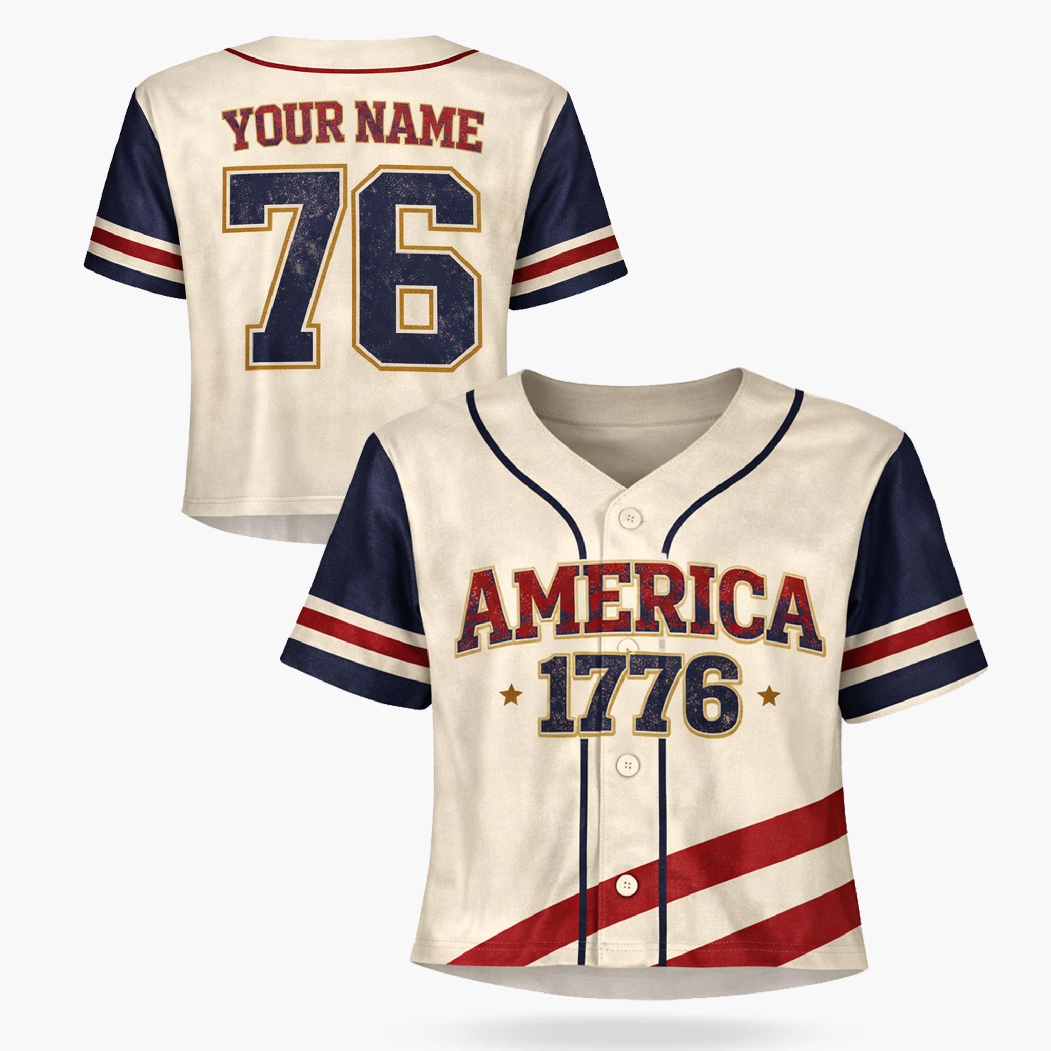 Custom USA 250th Anniversary Crop Baseball Jersey Retro America 1776 - Design Your Own