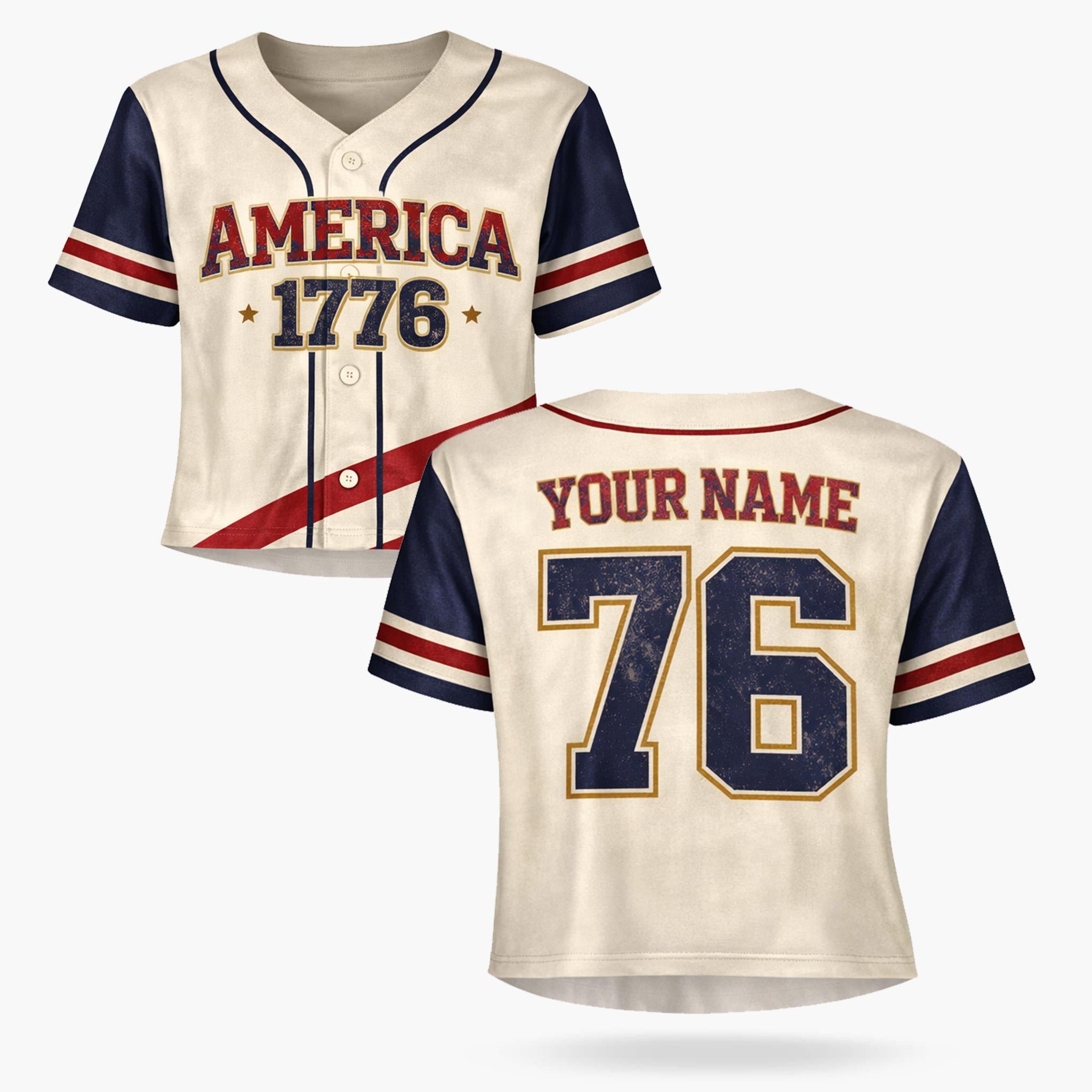Custom USA 250th Anniversary Crop Baseball Jersey Retro America 1776 - Design Your Own