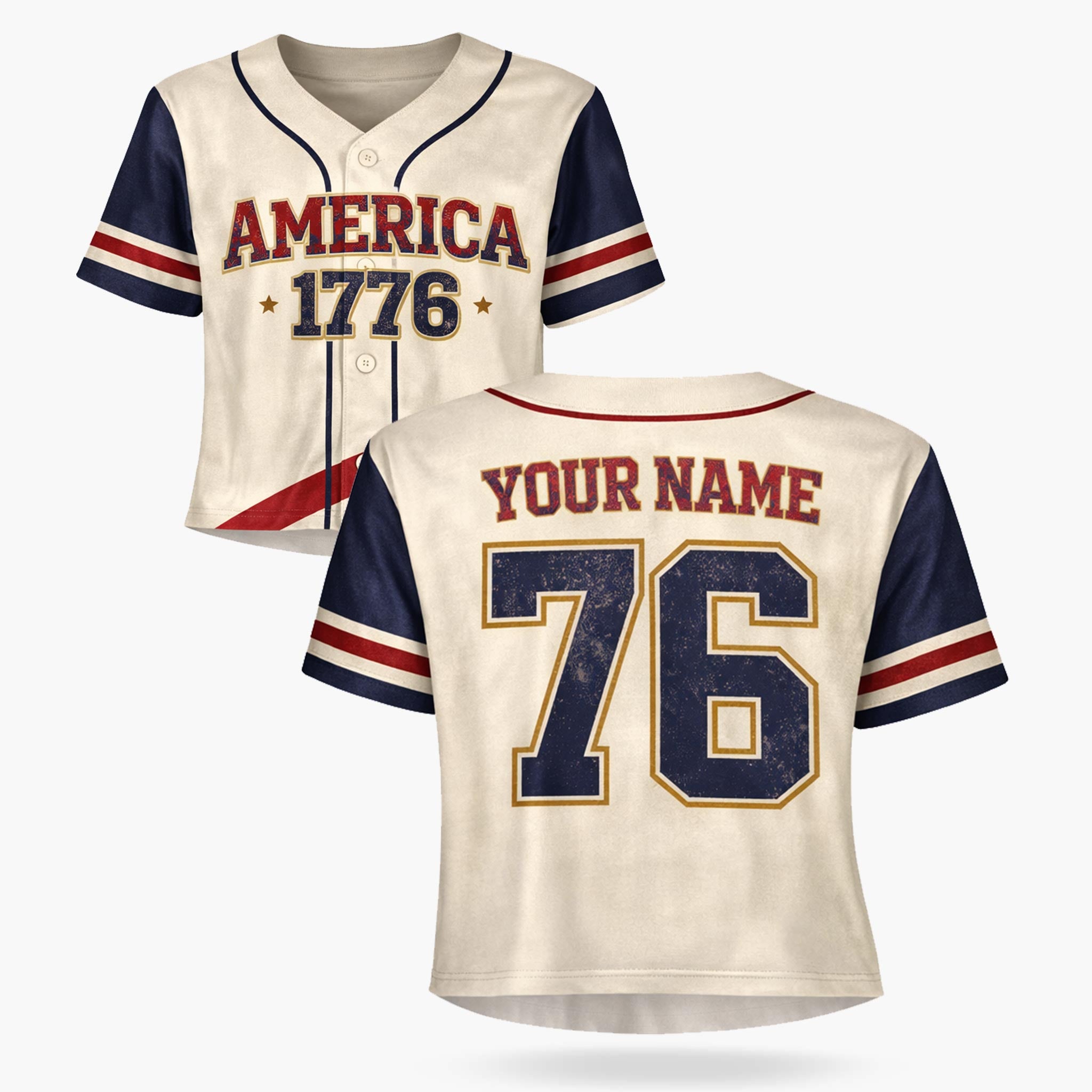 Custom USA 250th Anniversary Crop Baseball Jersey Retro America 1776 - Design Your Own