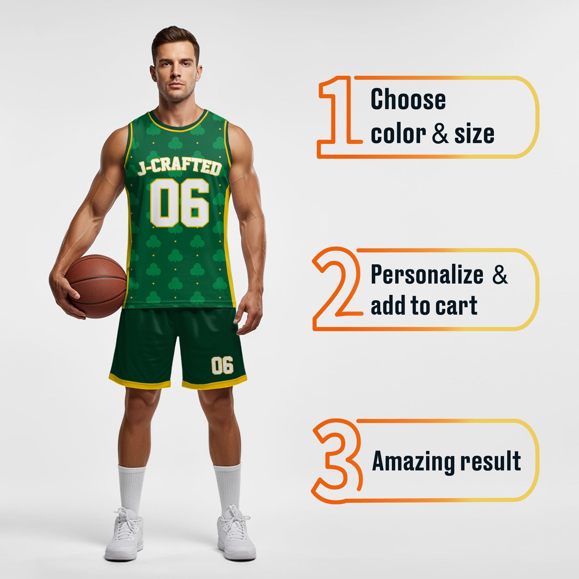 Custom St. Patrick's Day Basketball Jersey Classic Shamrock - Design Your Own