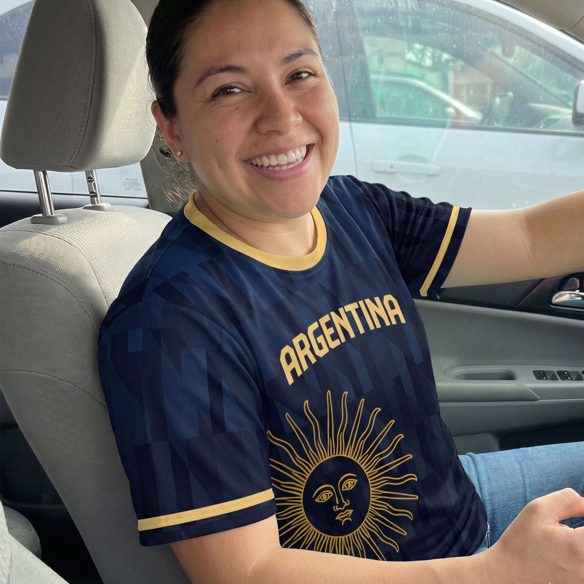 Custom Argentina Soccer Jersey Argentinian Fan Sun - Personalized Name Number