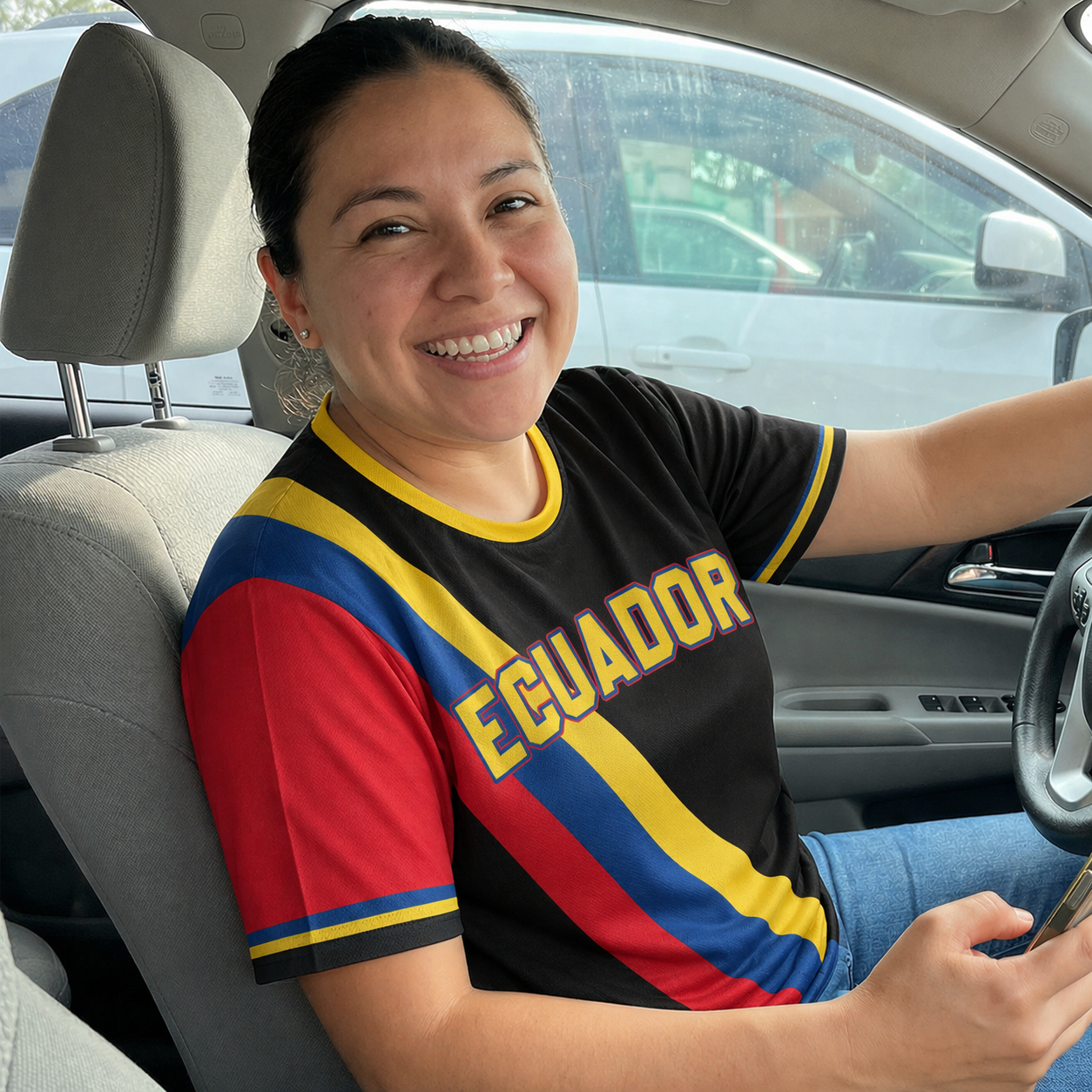 Custom Ecuador Soccer Jersey Ecuadorian Fan Script Outline - Personalized Name Number