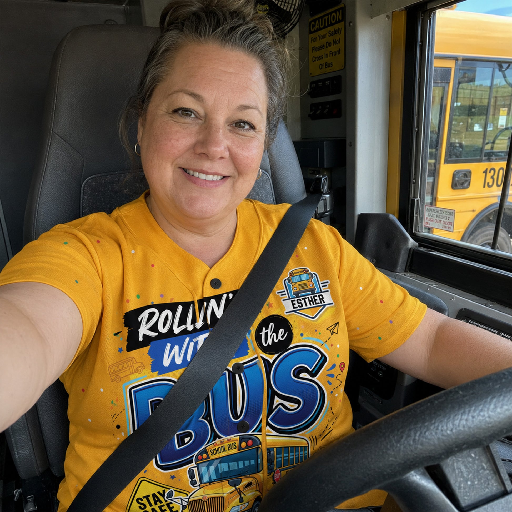 Custom School Bus Baseball Jersey Field Trip - Personalized Name Number