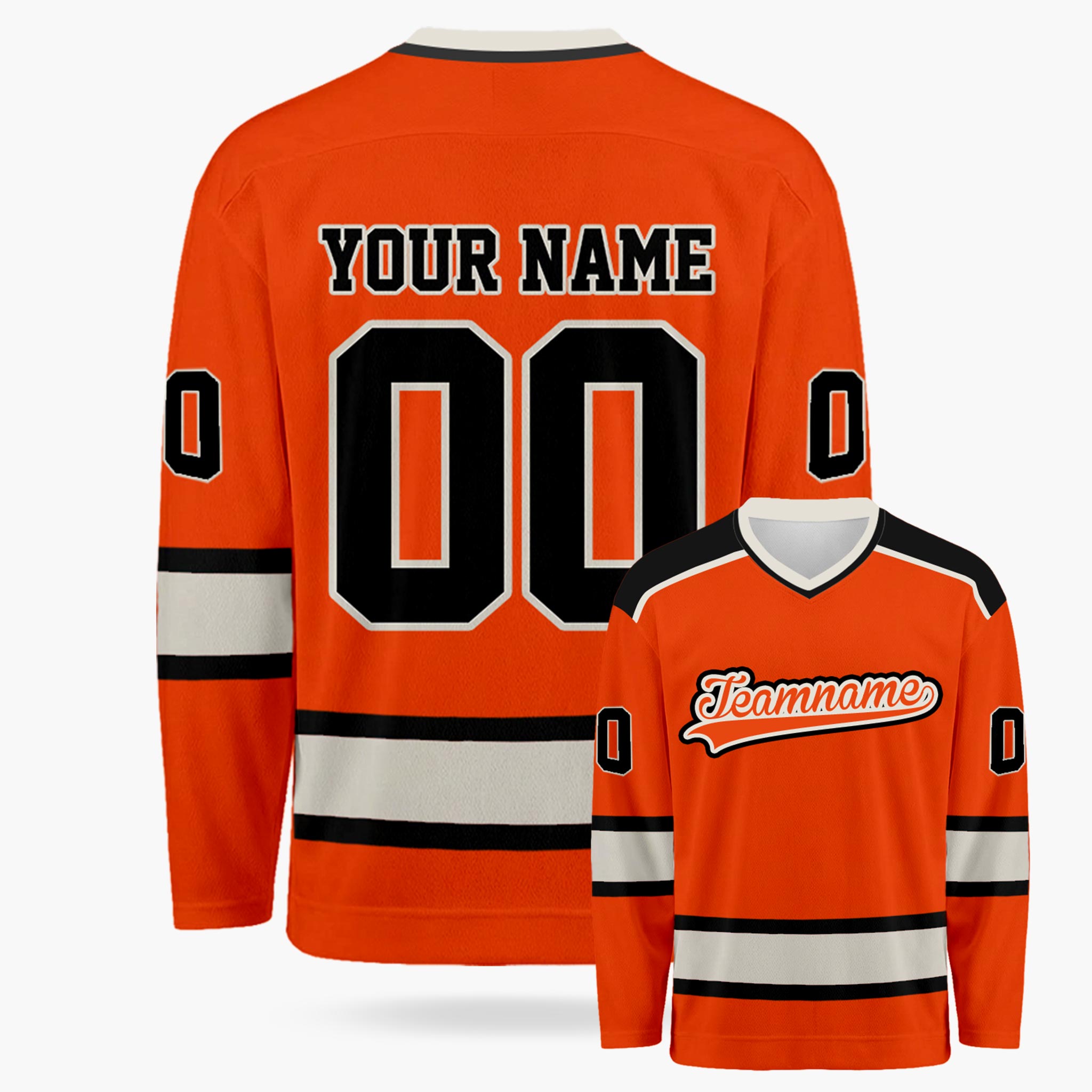 Custom Hockey Jersey Orange and Black - Design Your Own