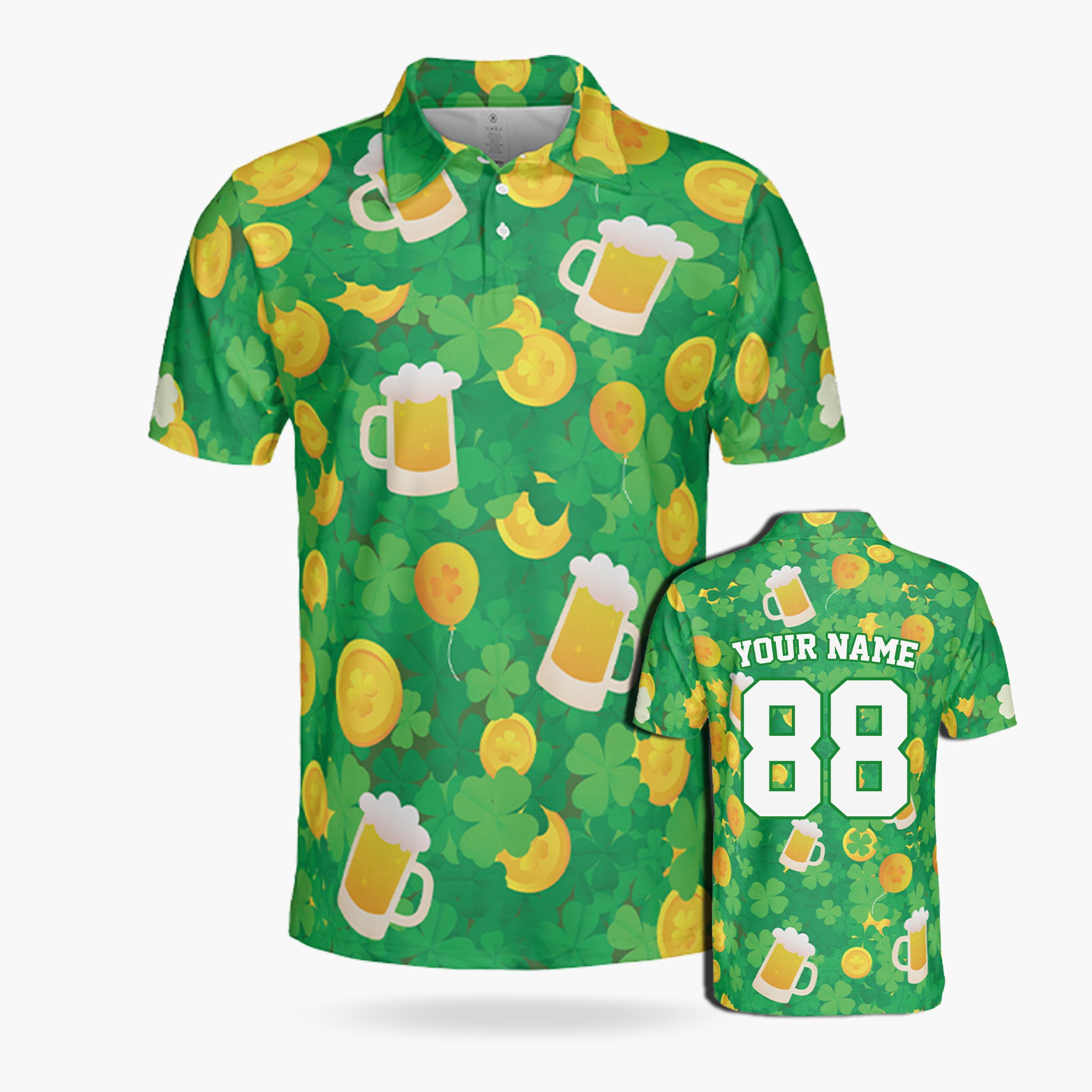 Custom St. Patrick's Day Golf Polo Lucky Gold - Design Your Own