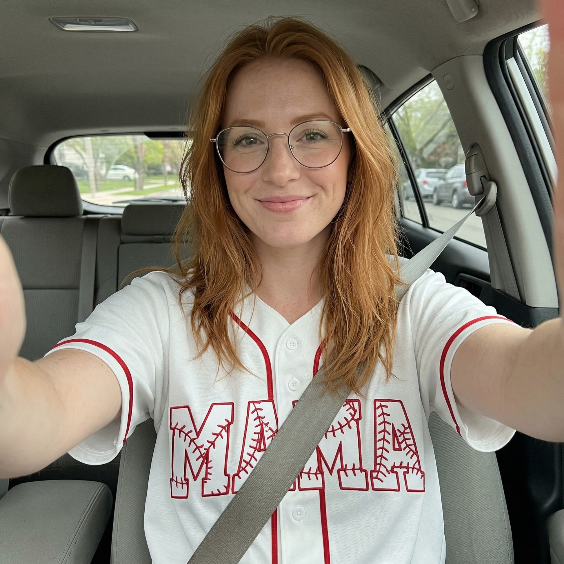 Custom Mother's Day Baseball Jersey White and Red Piping - Add Your Name and Number