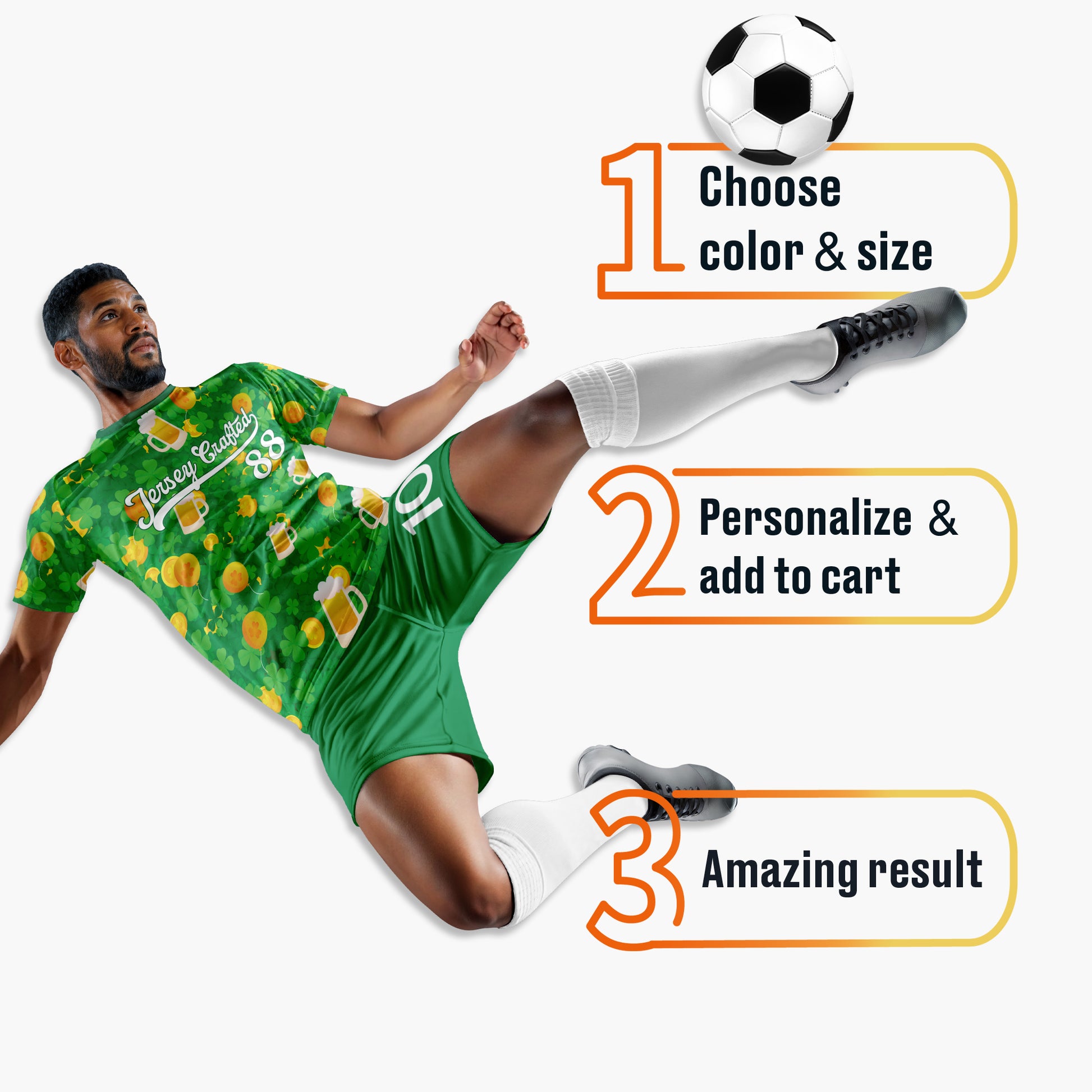 Custom St. Patrick's Day Soccer Jersey Lucky Gold - Design Your Own