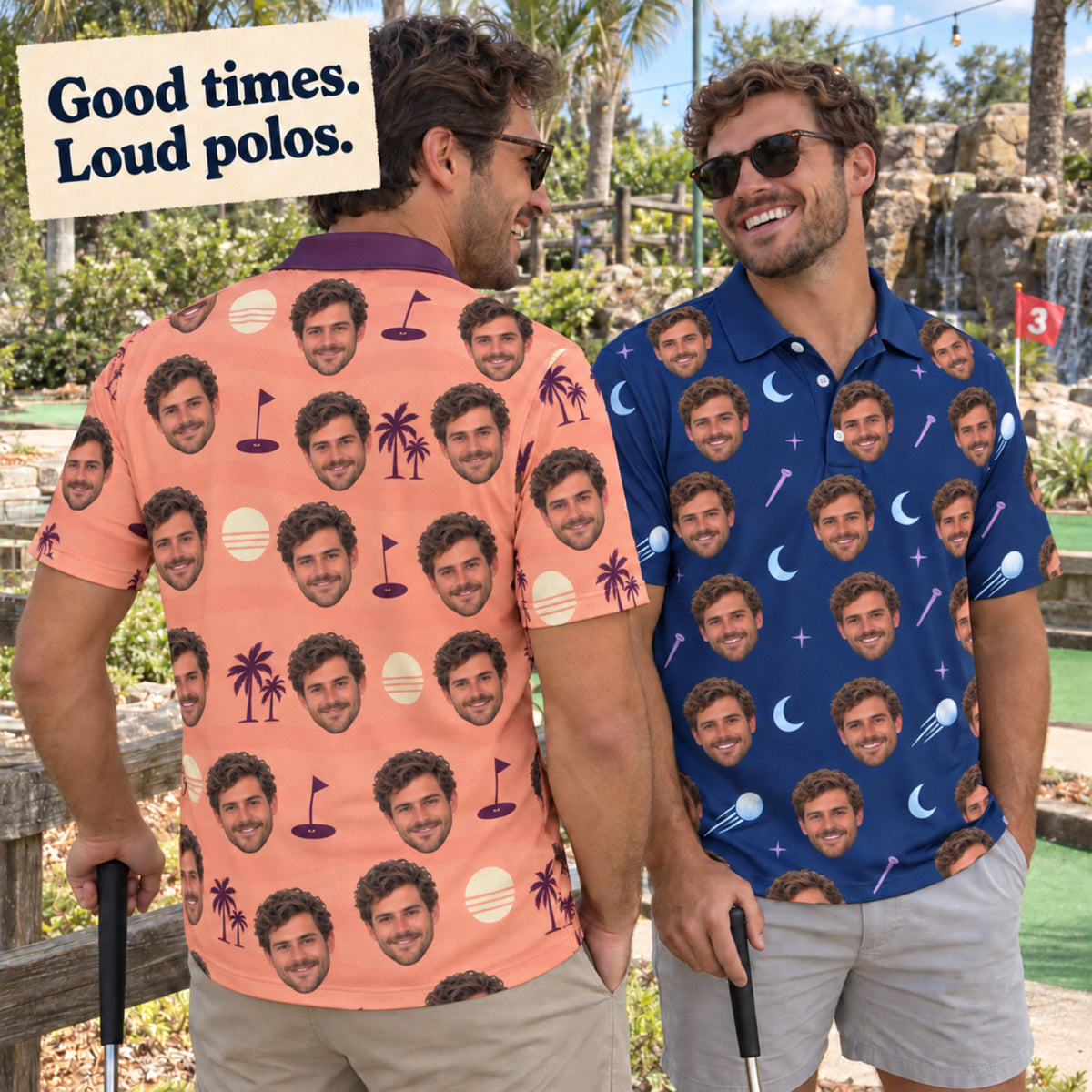 Custom Dimple Pattern Golf Polo - Add Your Name and Text